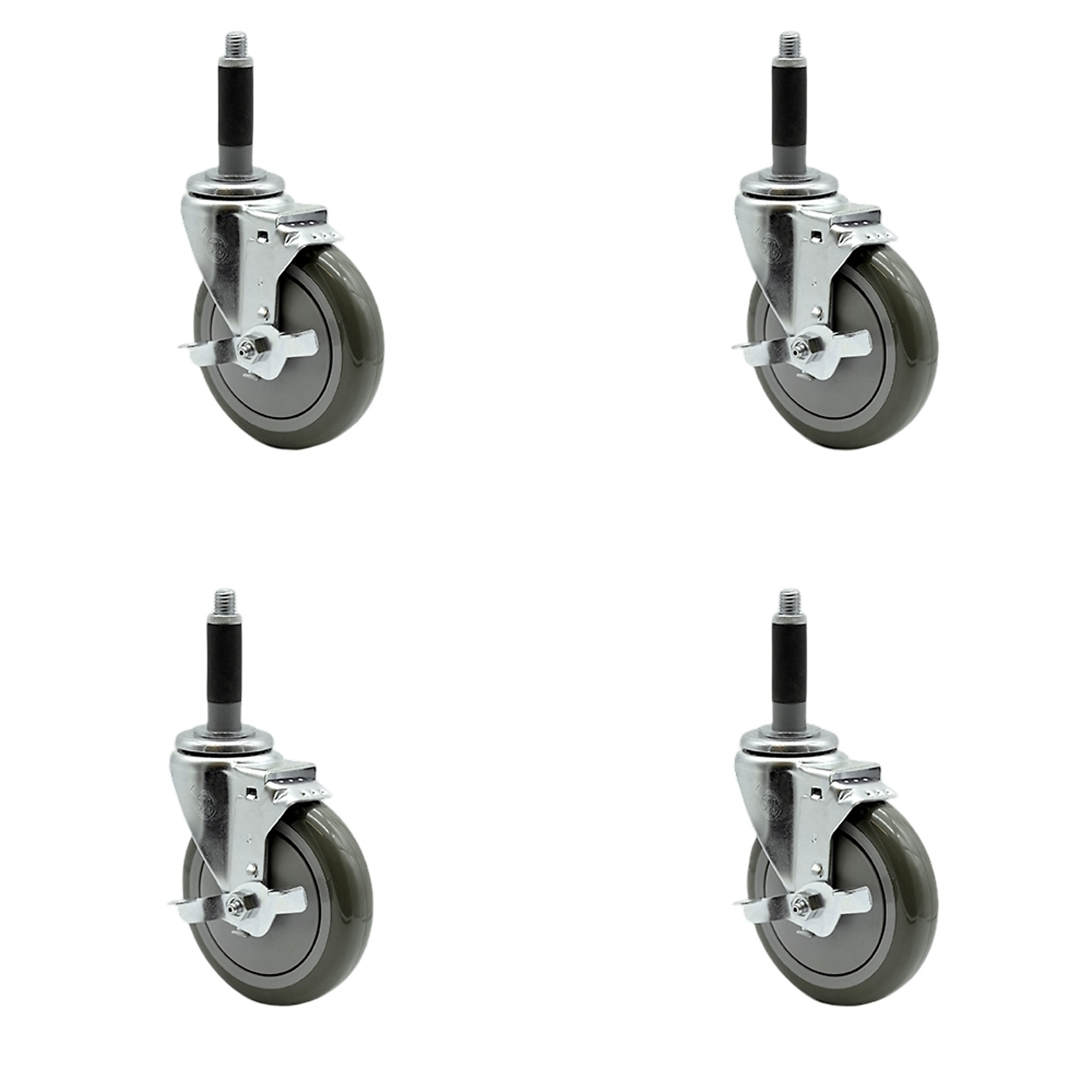 Service Caster, 5Inch x 1 1/4Inch Stem Casters, Wheel Diameter 5 in, Caster Type Rigid, Package (qty.) 4, Model SCC-EX20S514-PPUB-TLB-MTG40-4