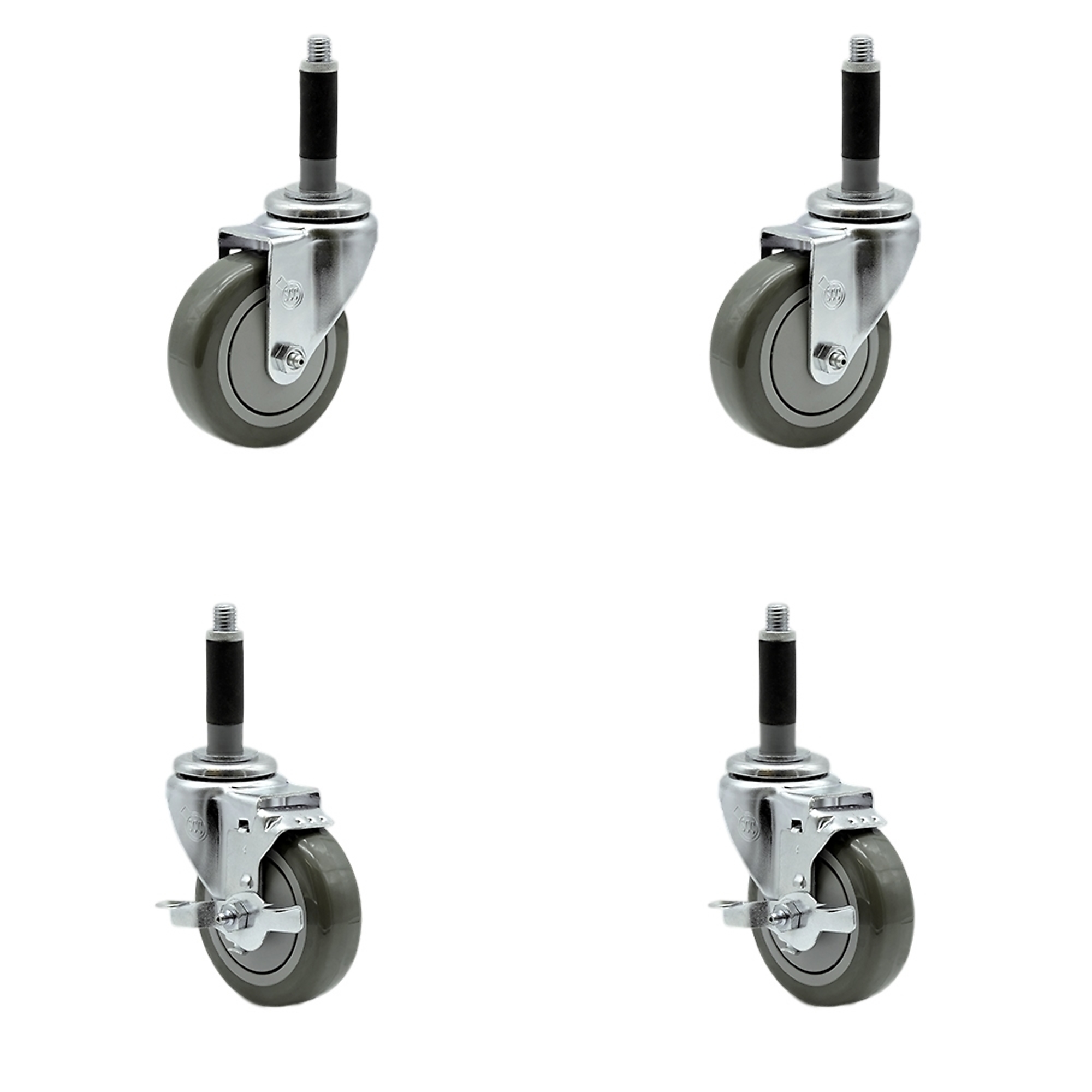 Service Caster, 4Inch x 1 1/4Inch Stem Casters, Wheel Diameter 4 in, Caster Type Swivel, Package (qty.) 4, Model SCC-EX20S414-PPUB-2-TLB-2-MTG40