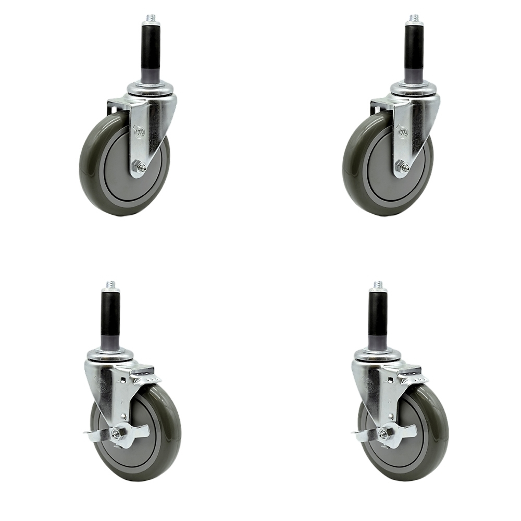 Service Caster, 5Inch x 1 1/4Inch Stem Casters, Wheel Diameter 5 in, Caster Type Swivel, Package (qty.) 4, Model SCC-EX20S514-PPUB-2-TLB-2-MTG42