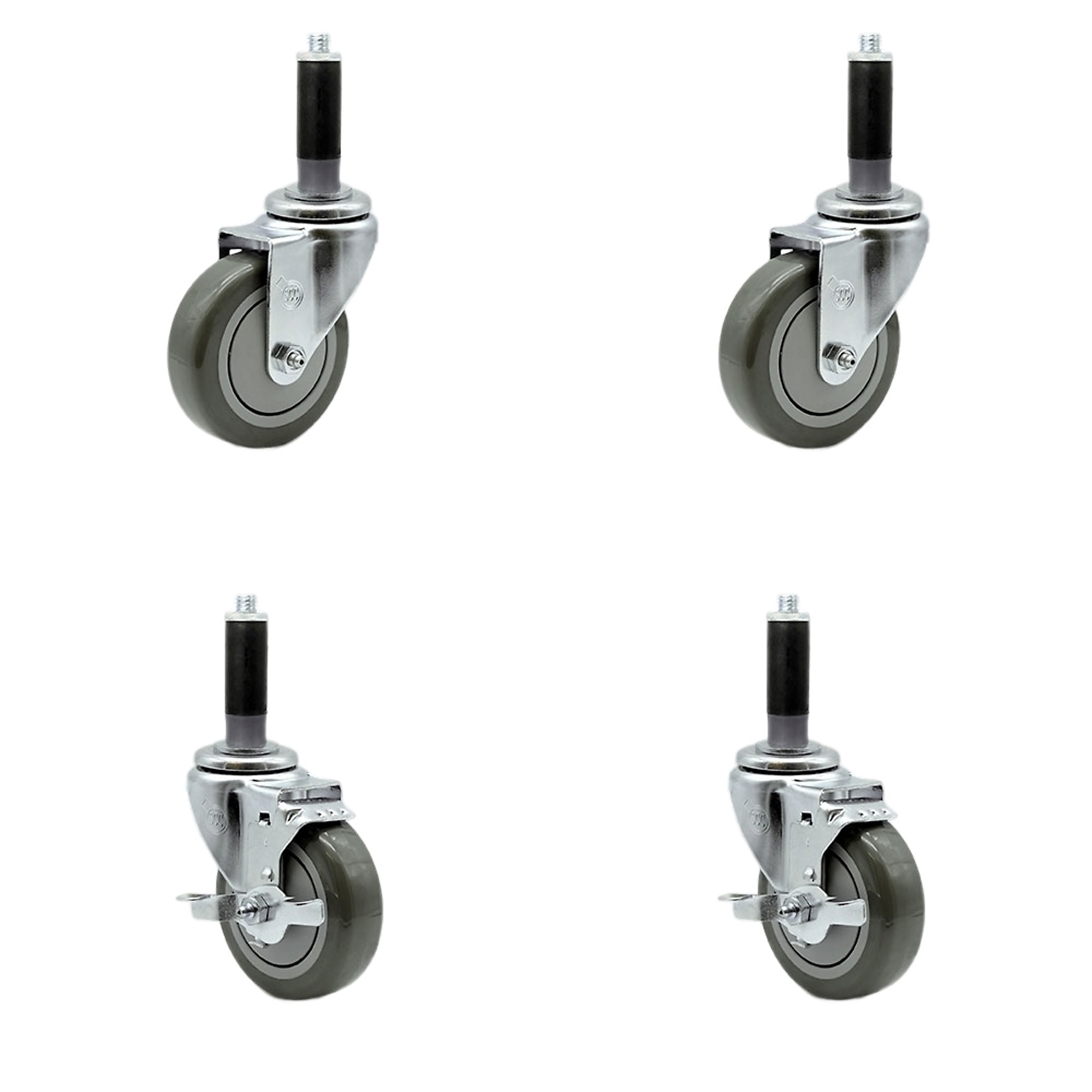 Service Caster, 4Inch x 1 1/4Inch Stem Casters, Wheel Diameter 4 in, Caster Type Swivel, Package (qty.) 4, Model SCC-EX20S414-PPUB-2-TLB-2-MTG41