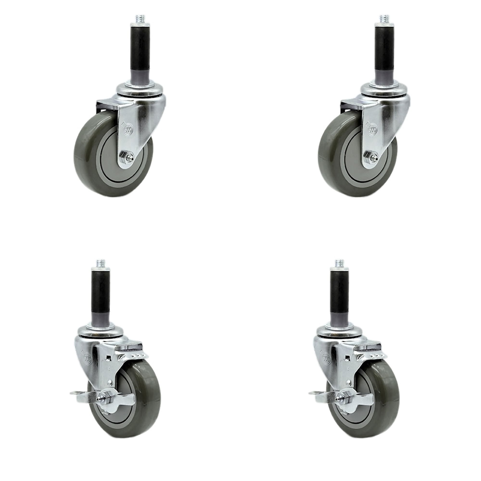 Service Caster, 4Inch x 1 1/4Inch Stem Casters, Wheel Diameter 4 in, Caster Type Swivel, Package (qty.) 4, Model SCC-EX20S414-PPUB-2-TLB-2-MTG42