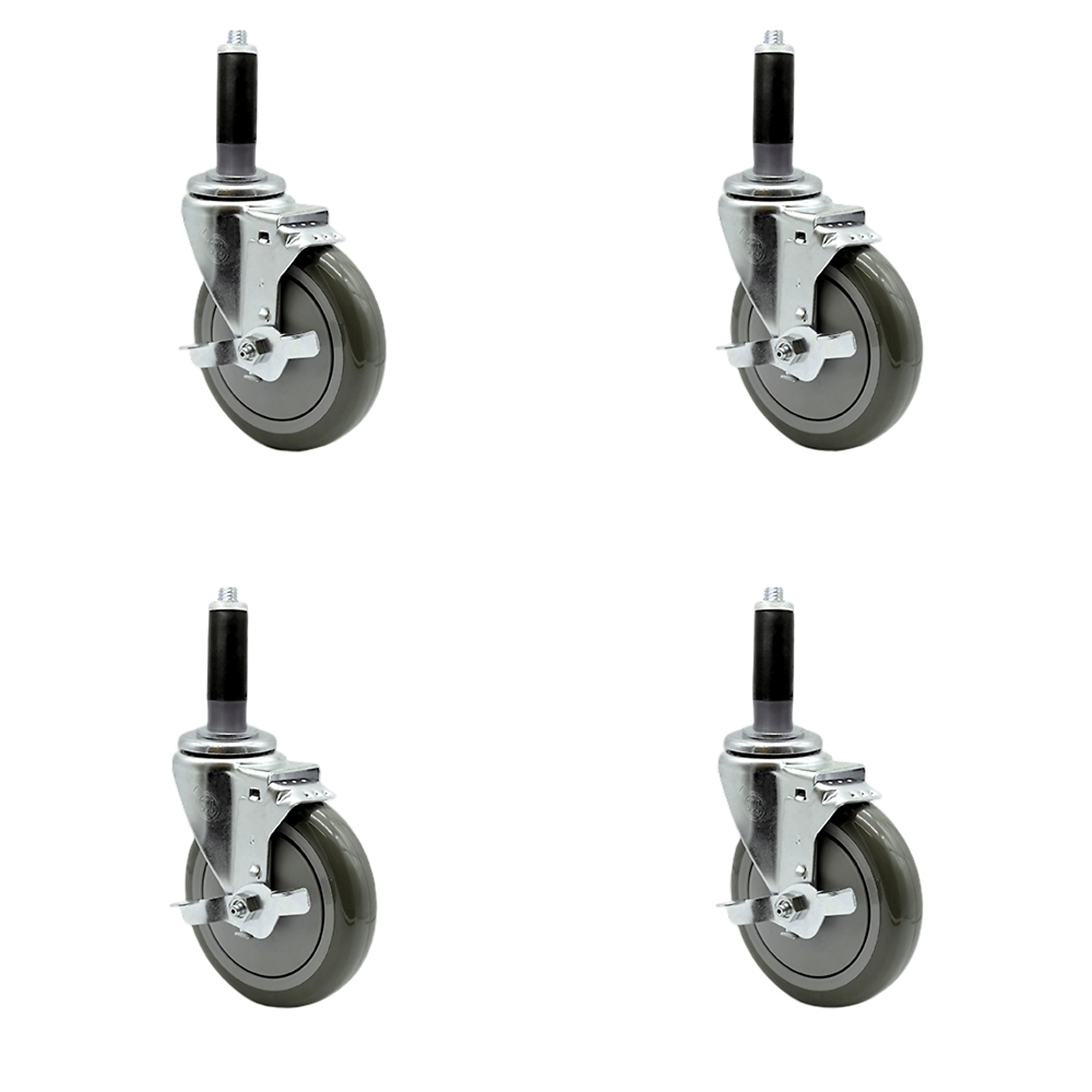 Service Caster, 5Inch x 1 1/4Inch Stem Casters, Wheel Diameter 5 in, Caster Type Rigid, Package (qty.) 4, Model SCC-EX20S514-PPUB-TLB-MTG41-4