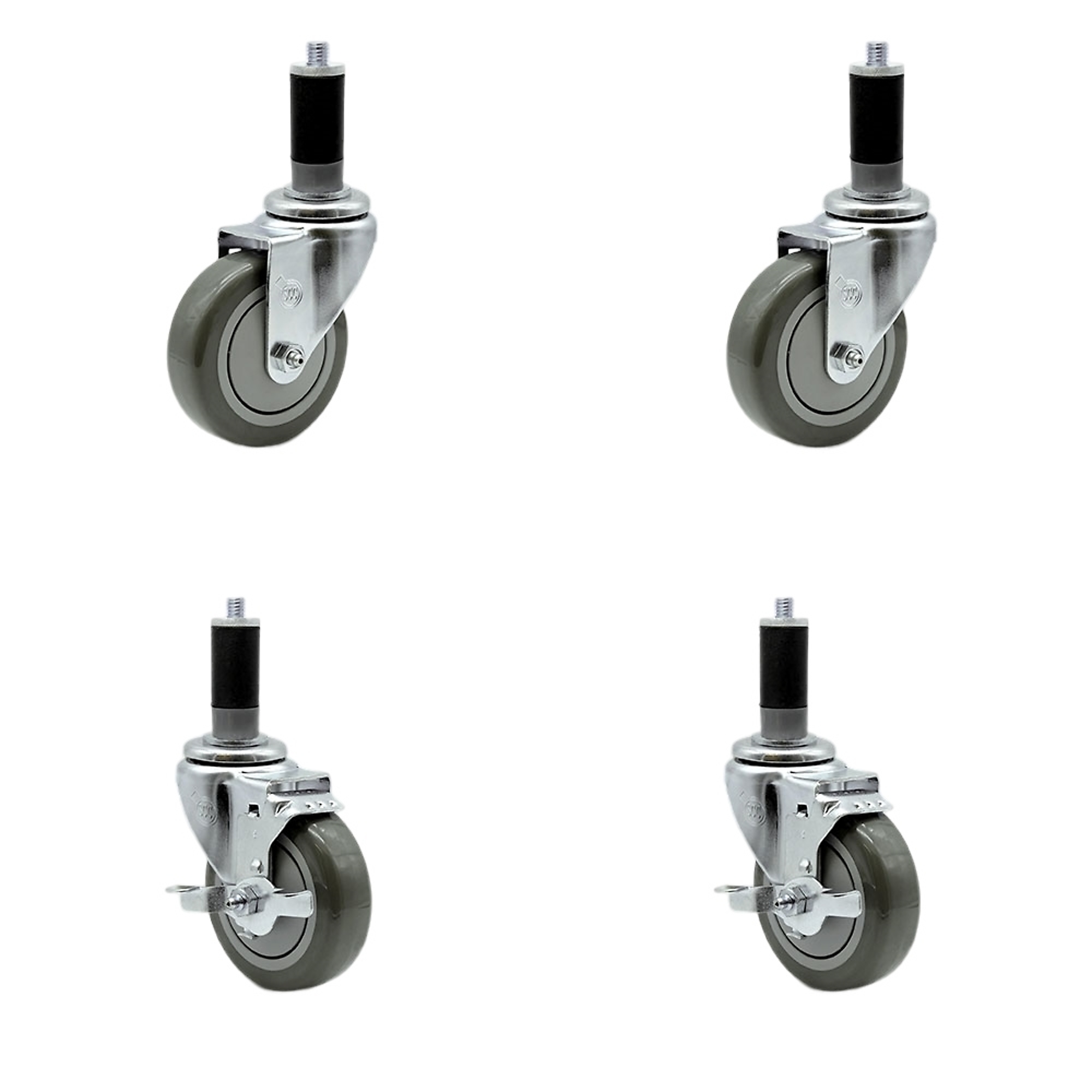 Service Caster, 4Inch x 1 1/4Inch Stem Casters, Wheel Diameter 4 in, Caster Type Swivel, Package (qty.) 4, Model SCC-EX20S414-PPUB-2-TLB-2-MTG43