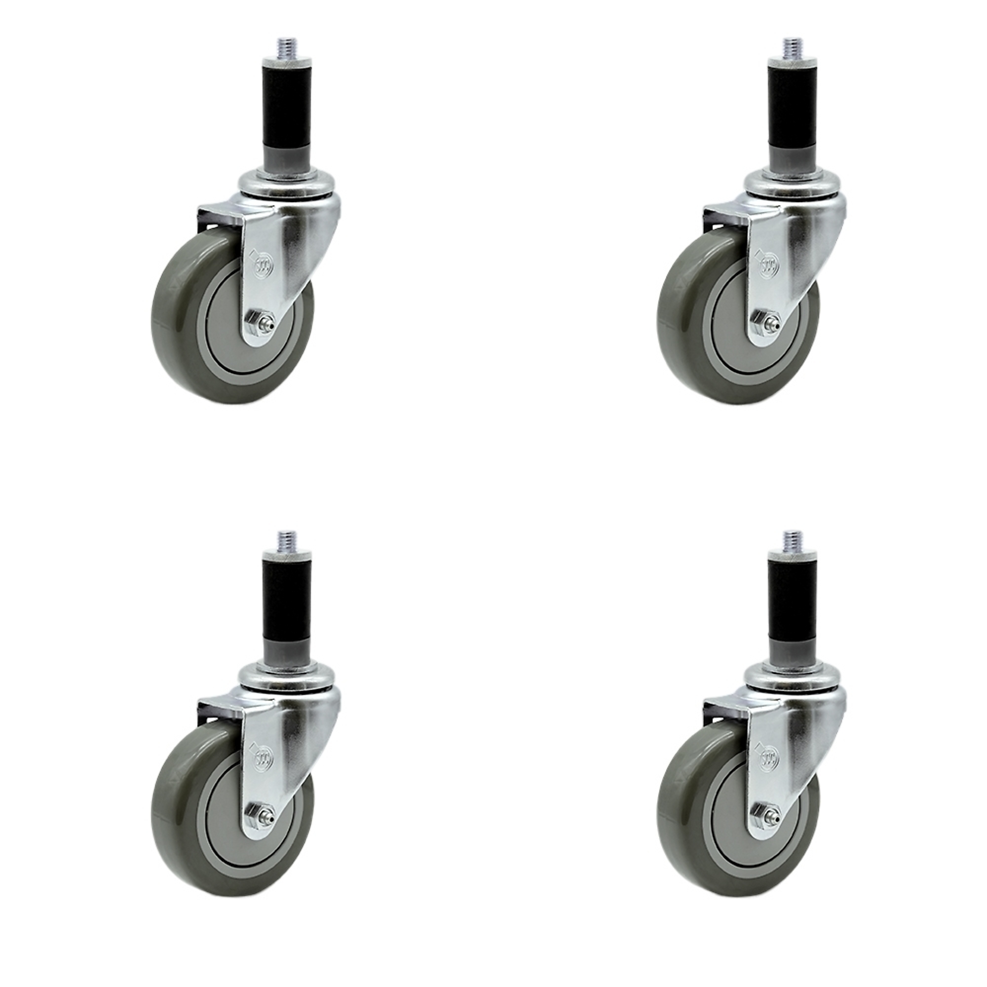 Service Caster, 4Inch x 1 1/4Inch Stem Casters, Wheel Diameter 4 in, Caster Type Rigid, Package (qty.) 4, Model SCC-EX20S414-PPUB-MTG43-4