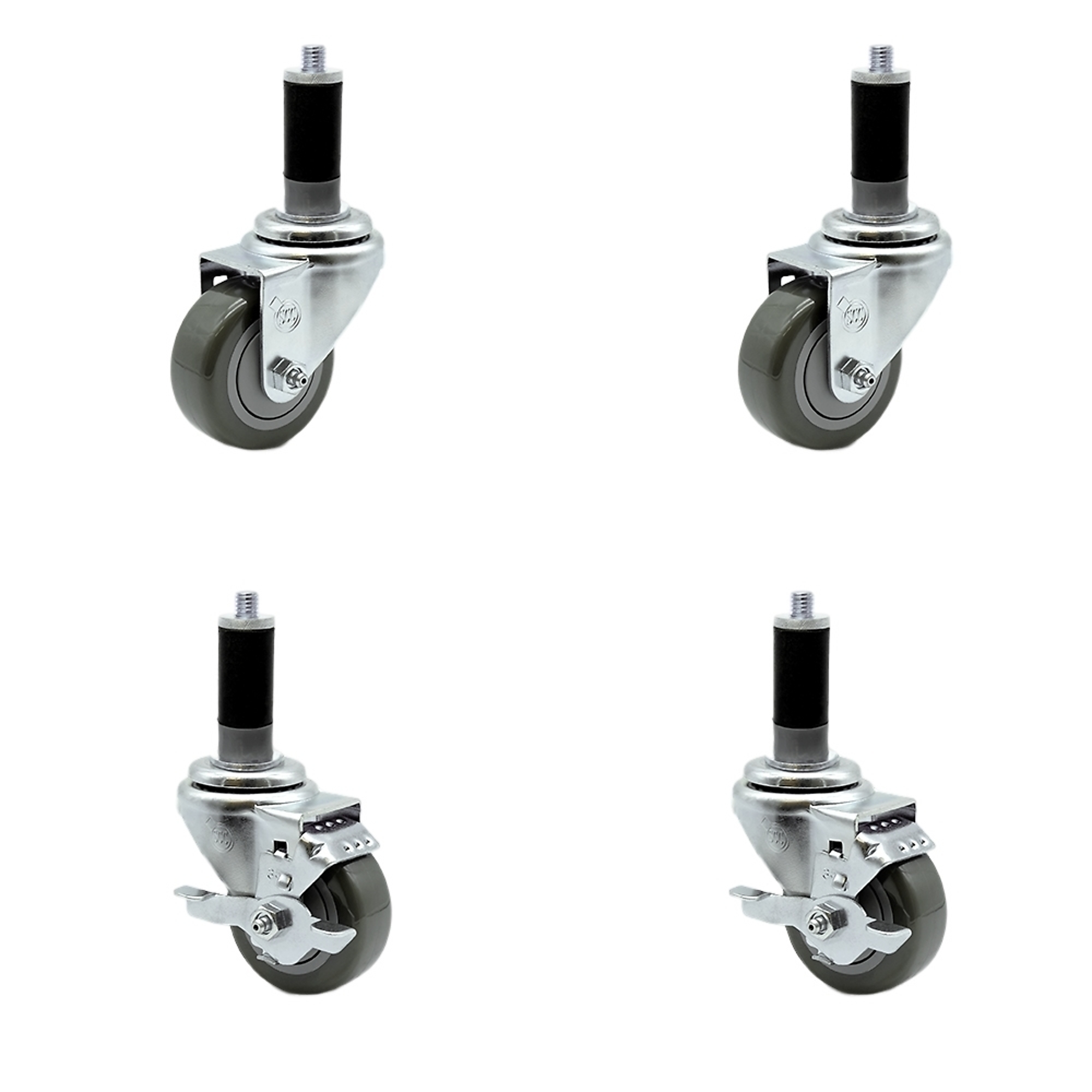 Service Caster, 3 1/2Inch x 1 1/4Inch Stem Casters, Wheel Diameter 3.5 in, Caster Type Swivel, Package (qty.) 4, Model SCC-EX20S3514-PPUB-2-TLB-2-