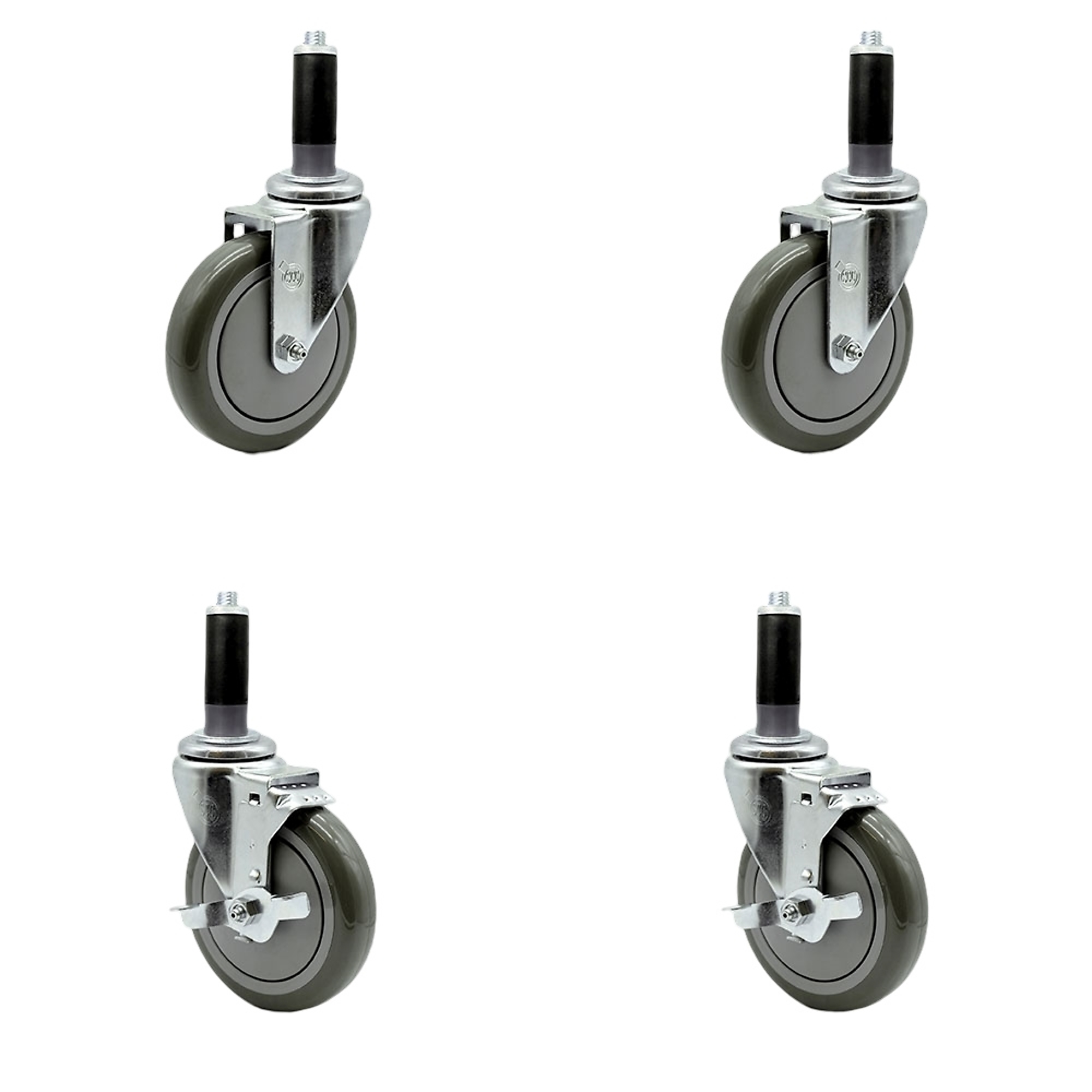 Service Caster, 5Inch x 1 1/4Inch Stem Casters, Wheel Diameter 5 in, Caster Type Swivel, Package (qty.) 4, Model SCC-EX20S514-PPUB-2-TLB-2-MTG43