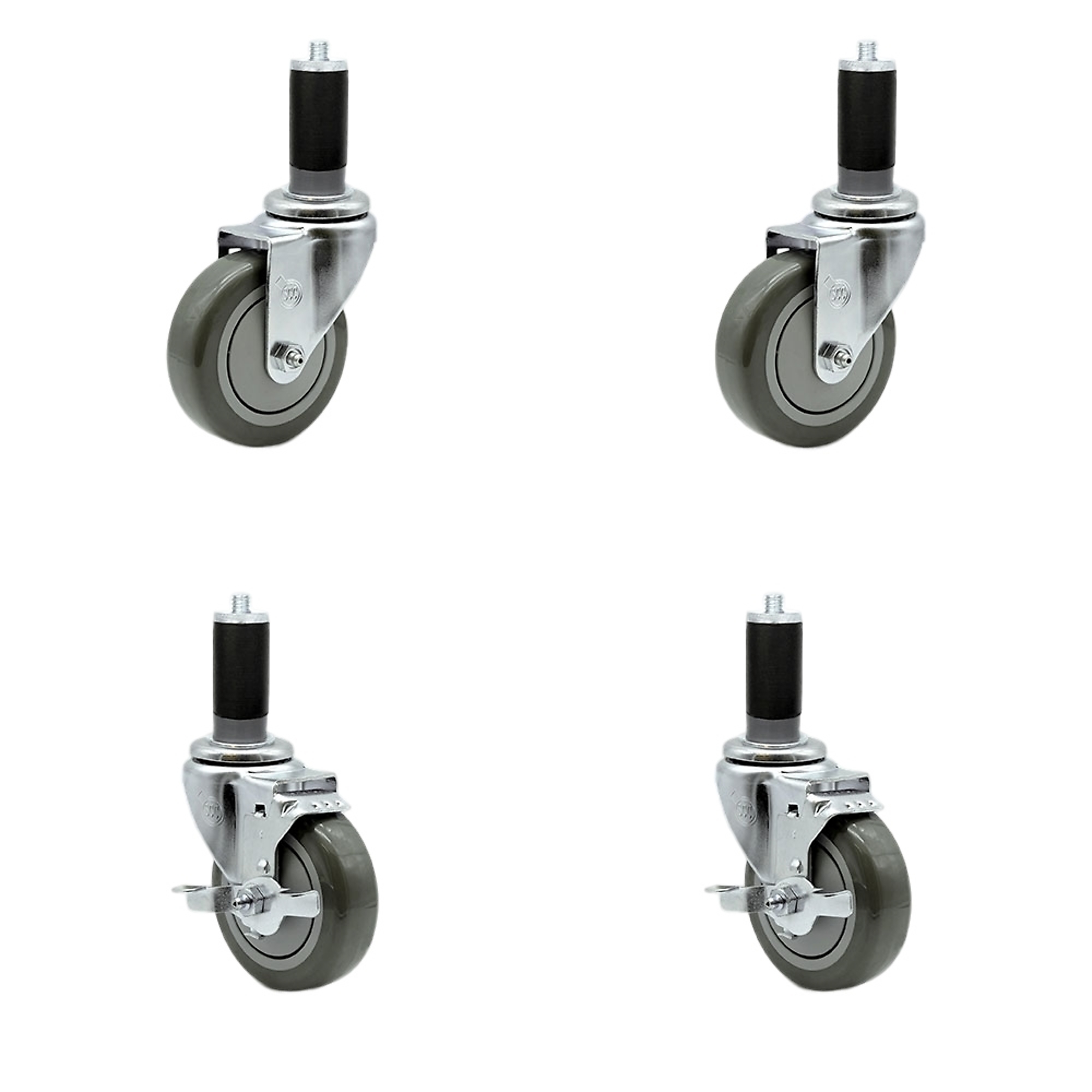 Service Caster, 4Inch x 1 1/4Inch Stem Casters, Wheel Diameter 4 in, Caster Type Swivel, Package (qty.) 4, Model SCC-EX20S414-PPUB-2-TLB-2-MTG45