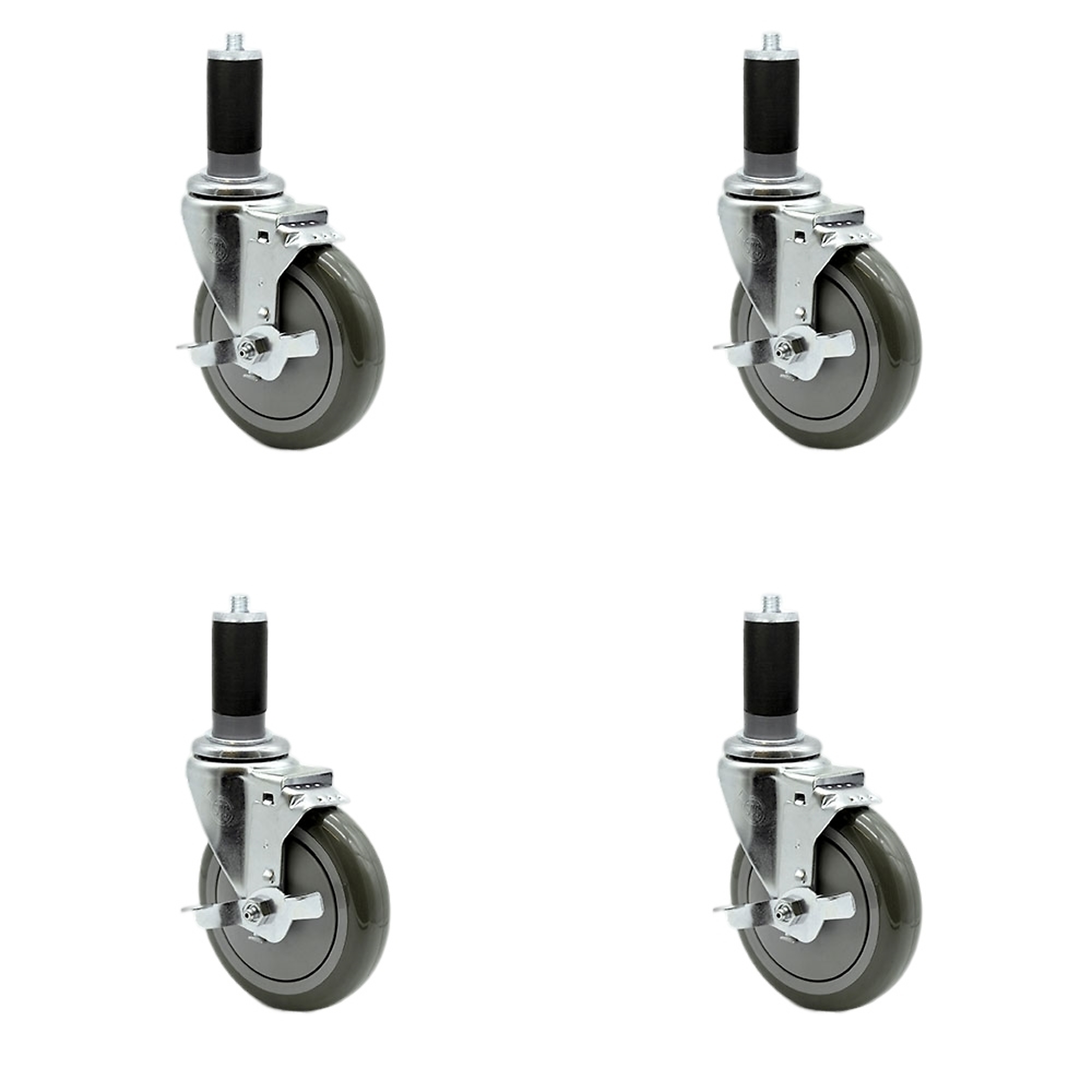 Service Caster, 5Inch x 1 1/4Inch Stem Casters, Wheel Diameter 5 in, Caster Type Rigid, Package (qty.) 4, Model SCC-EX20S514-PPUB-TLB-MTG45-4