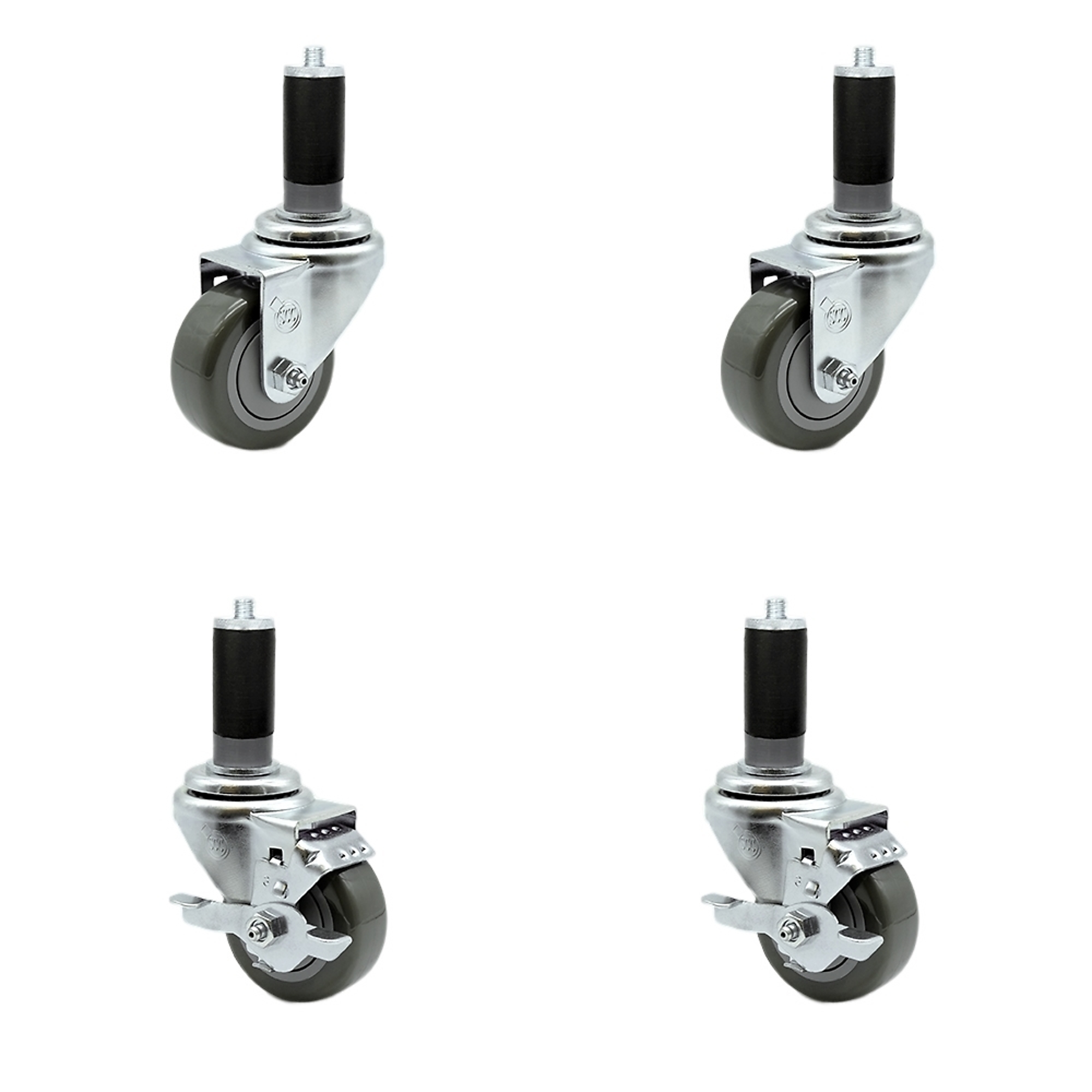 Service Caster, 3 1/2Inch x 1 1/4Inch Stem Casters, Wheel Diameter 3.5 in, Caster Type Swivel, Package (qty.) 4, Model SCC-EX20S3514-PPUB-2-TLB-2-