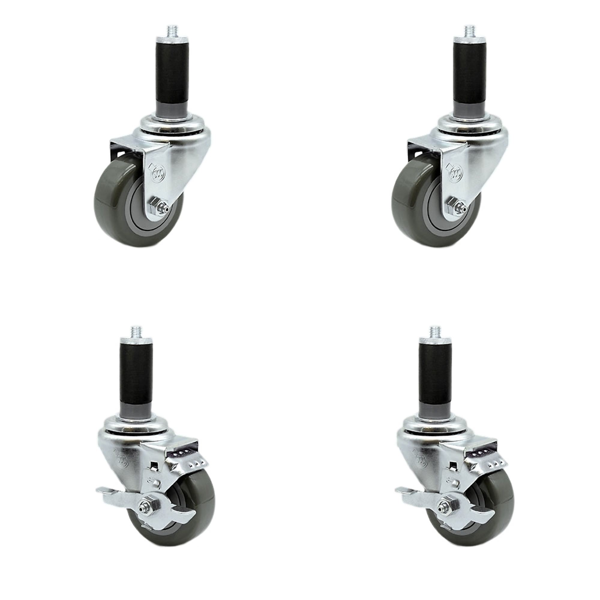 Service Caster, 3 1/2Inch x 1 1/4Inch Stem Casters, Wheel Diameter 3.5 in, Caster Type Swivel, Package (qty.) 4, Model SCC-EX20S3514-PPUB-2-TLB-2-