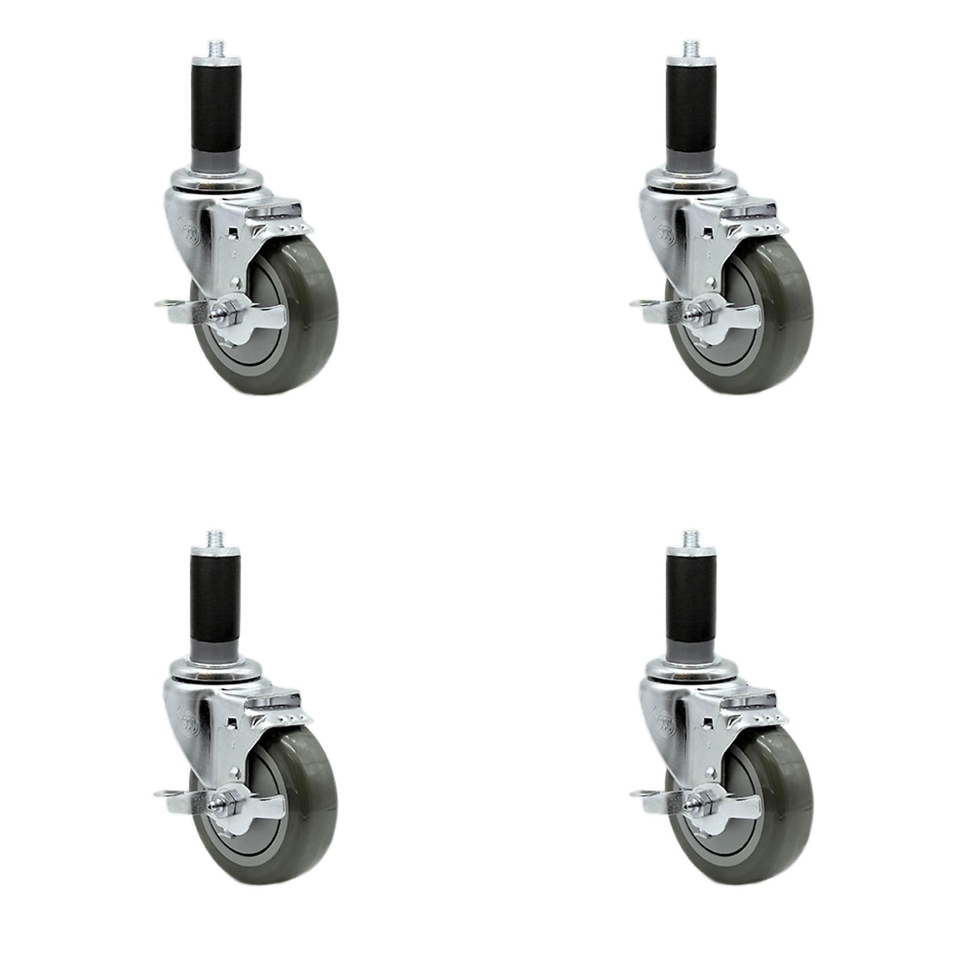 Service Caster, 4Inch x 1 1/4Inch Stem Casters, Wheel Diameter 4 in, Caster Type Rigid, Package (qty.) 4, Model SCC-EX20S414-PPUB-TLB-MTG45-4