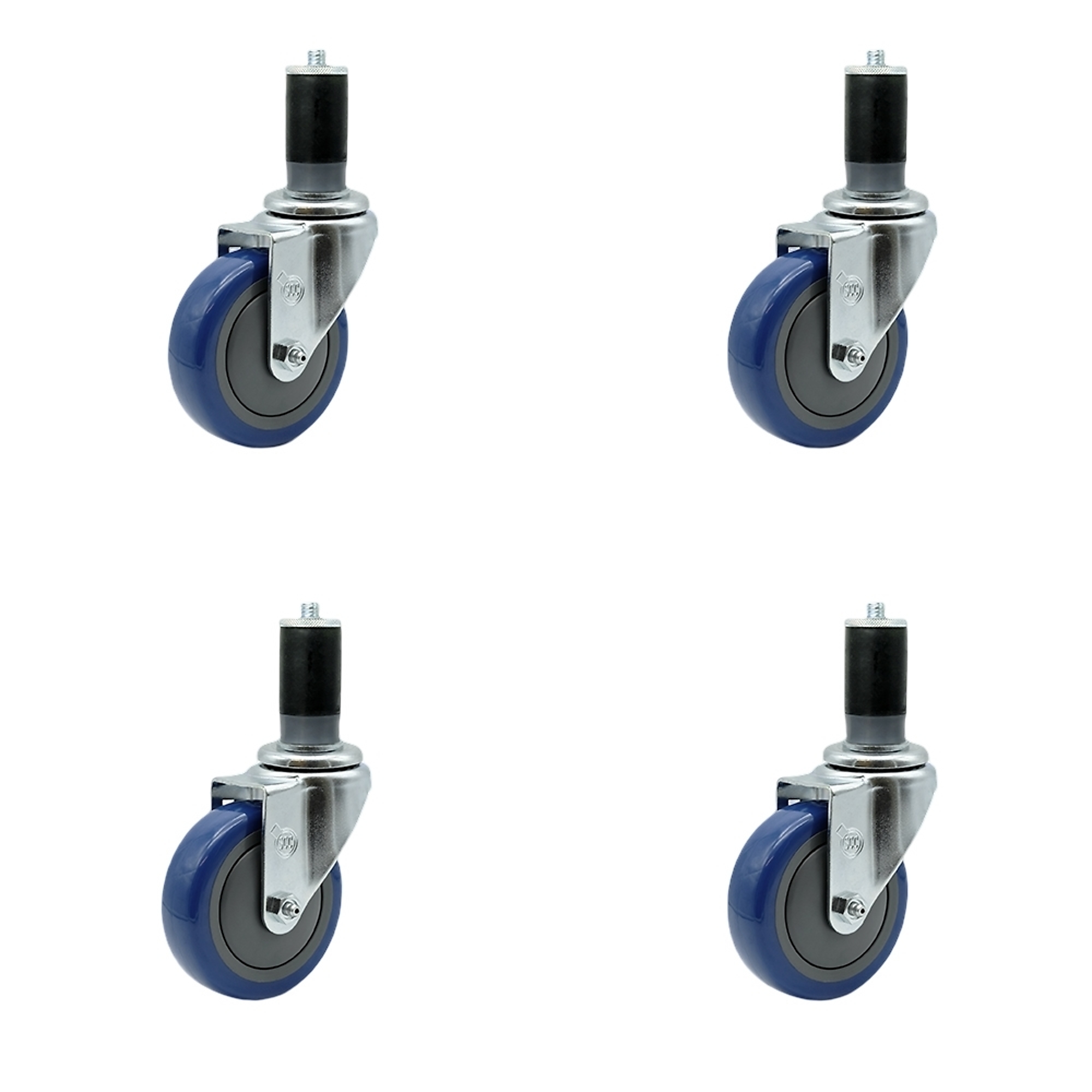 Service Caster, 4Inch x 1 1/4Inch Stem Casters, Wheel Diameter 4 in, Caster Type Rigid, Package (qty.) 4, Model SCC-EX20S414-PPUB-BLUE-MTG46-4