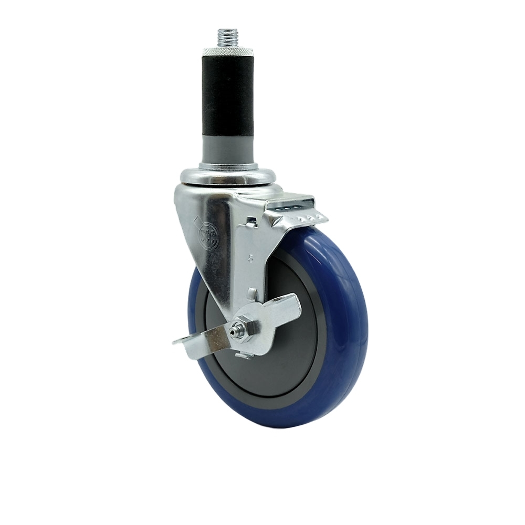 Service Caster, 5Inch x 1 1/4Inch Stem Caster, Wheel Diameter 5 in, Caster Type Swivel, Package (qty.) 1, Model SCC-EX20S514-PPUB-BLUE-TLB-MTG45