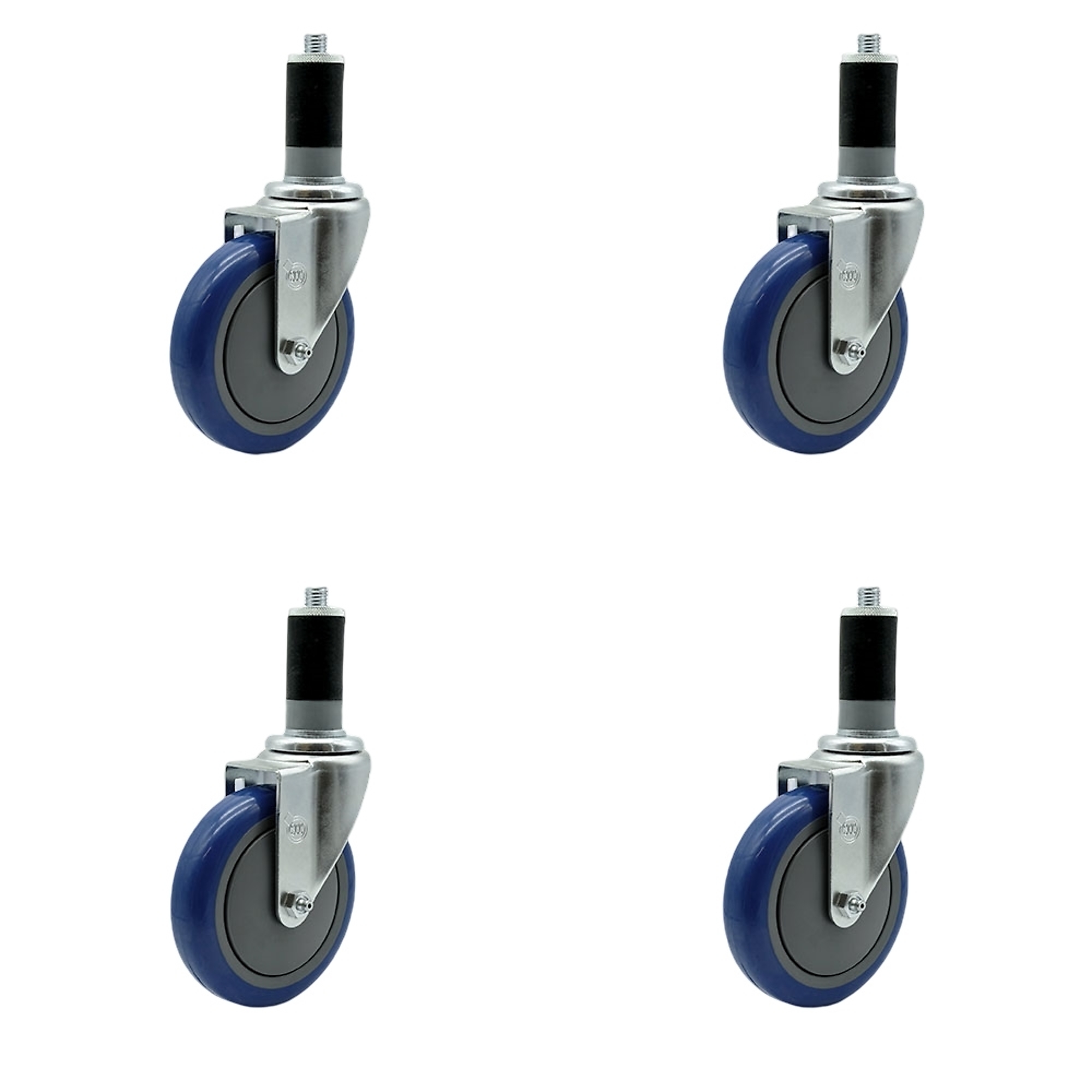 Service Caster, 5Inch x 1 1/4Inch Stem Casters, Wheel Diameter 5 in, Caster Type Rigid, Package (qty.) 4, Model SCC-EX20S514-PPUB-BLUE-MTG45-4