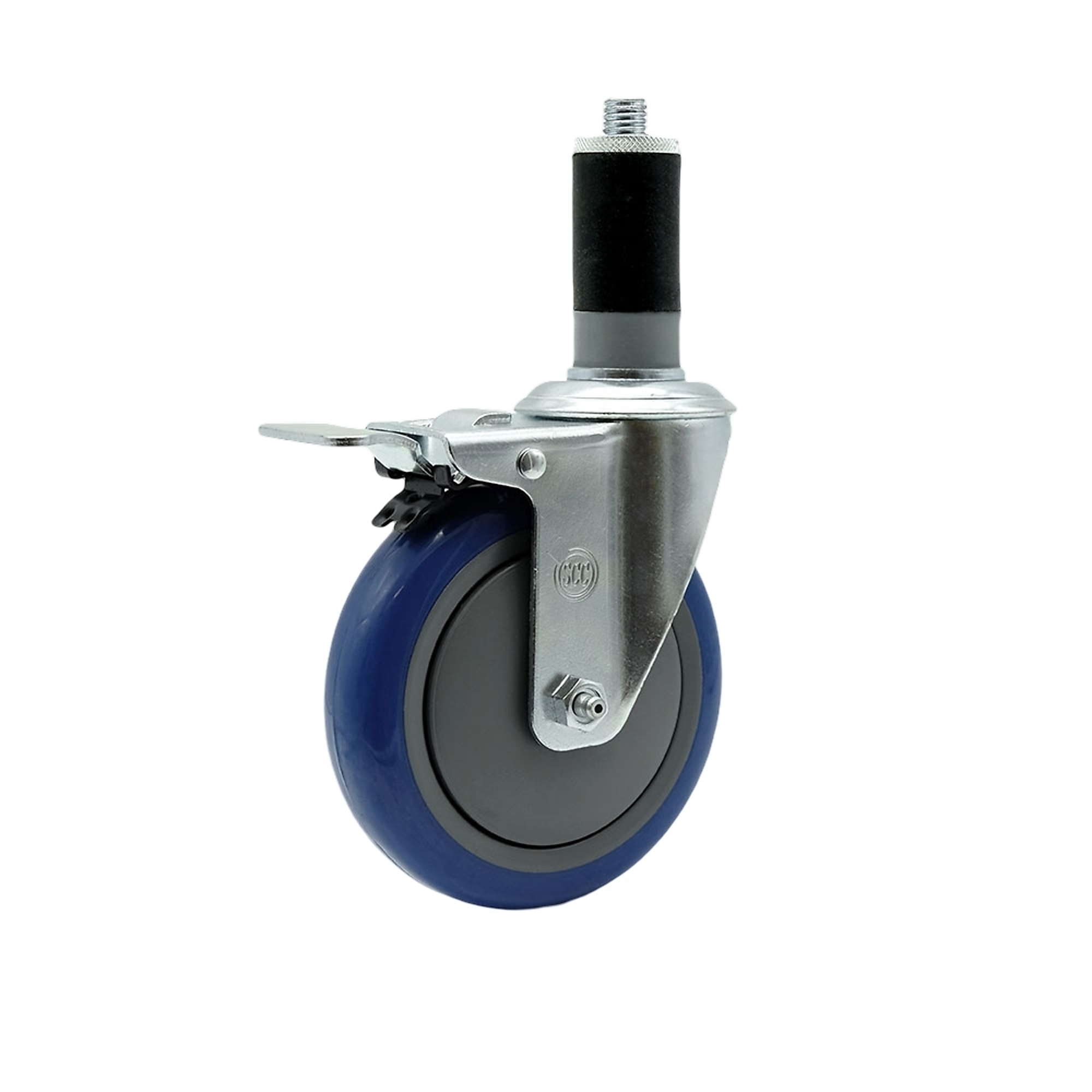 Service Caster, 5Inch x 1 1/4Inch Stem Casters, Wheel Diameter 5 in, Caster Type Swivel, Package (qty.) 1, Model SCC-TTLEX20S514-PPUB-BLUE-MTG45