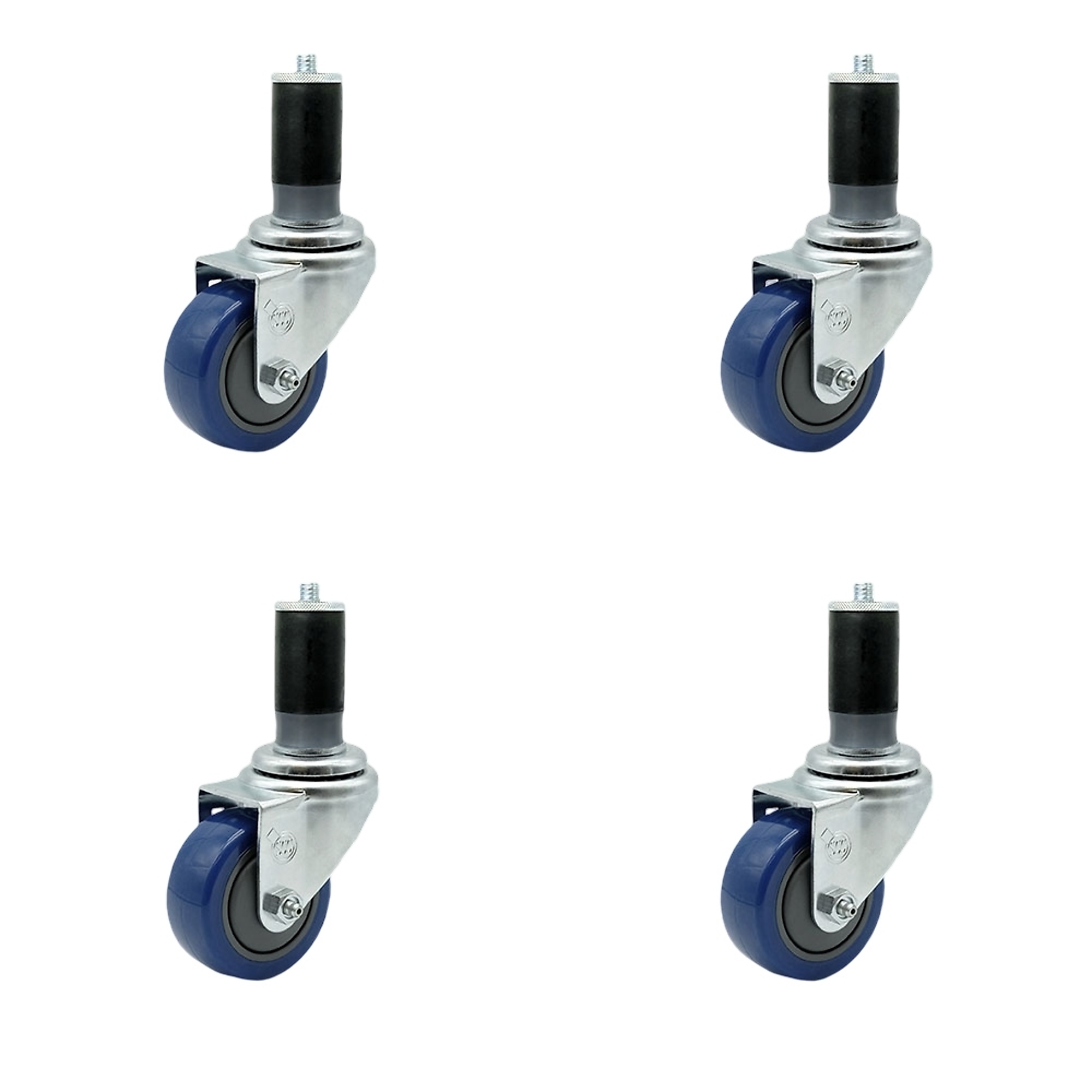 Service Caster, 3 1/2Inch x 1 1/4Inch Stem Casters, Wheel Diameter 3.5 in, Caster Type Rigid, Package (qty.) 4, Model SCC-EX20S3514-PPUB-BLUE-MTG47-4