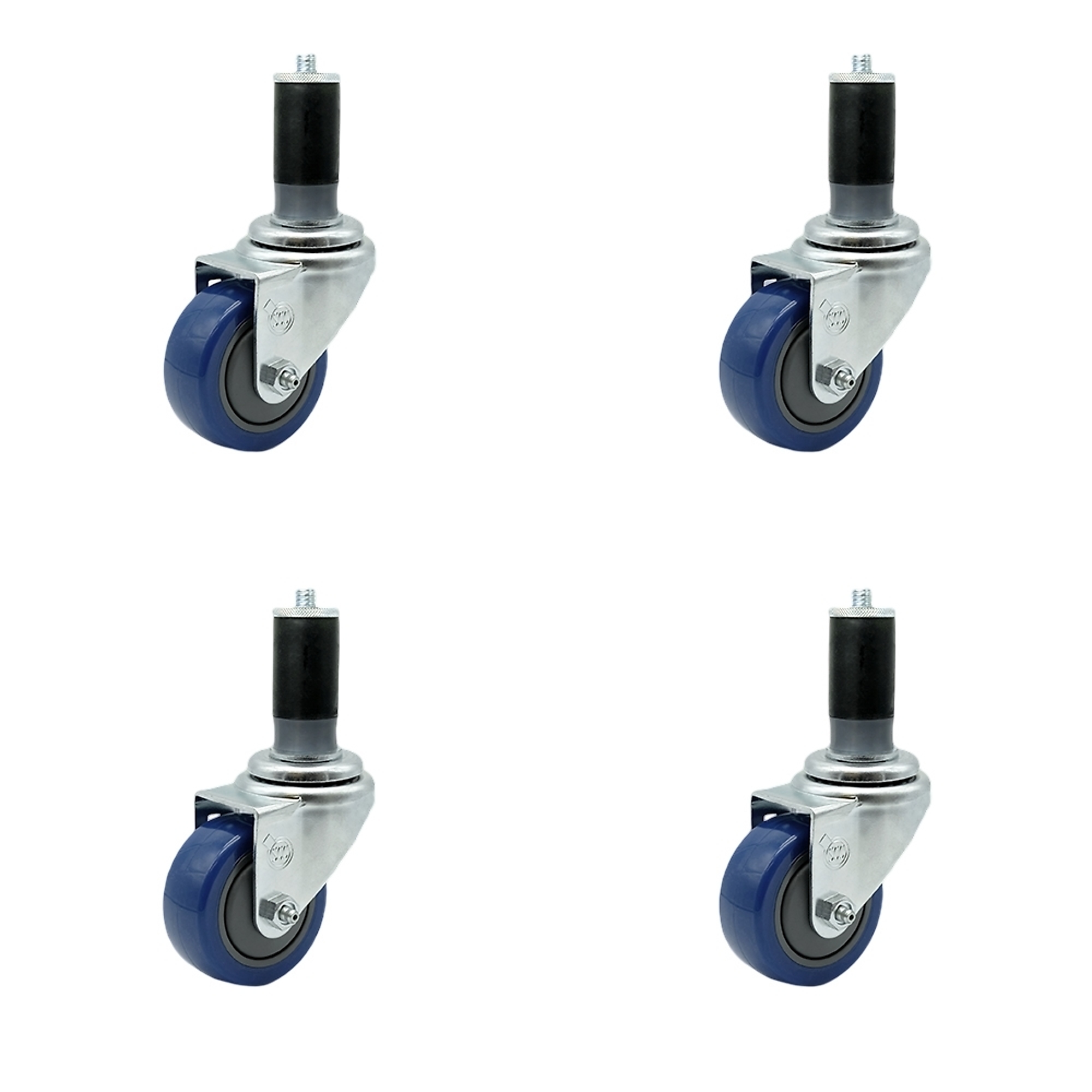 Service Caster, 3Inch x 1 1/4Inch Stem Casters, Wheel Diameter 3 in, Caster Type Rigid, Package (qty.) 4, Model SCC-EX20S314-PPUB-BLUE-MTG46-4