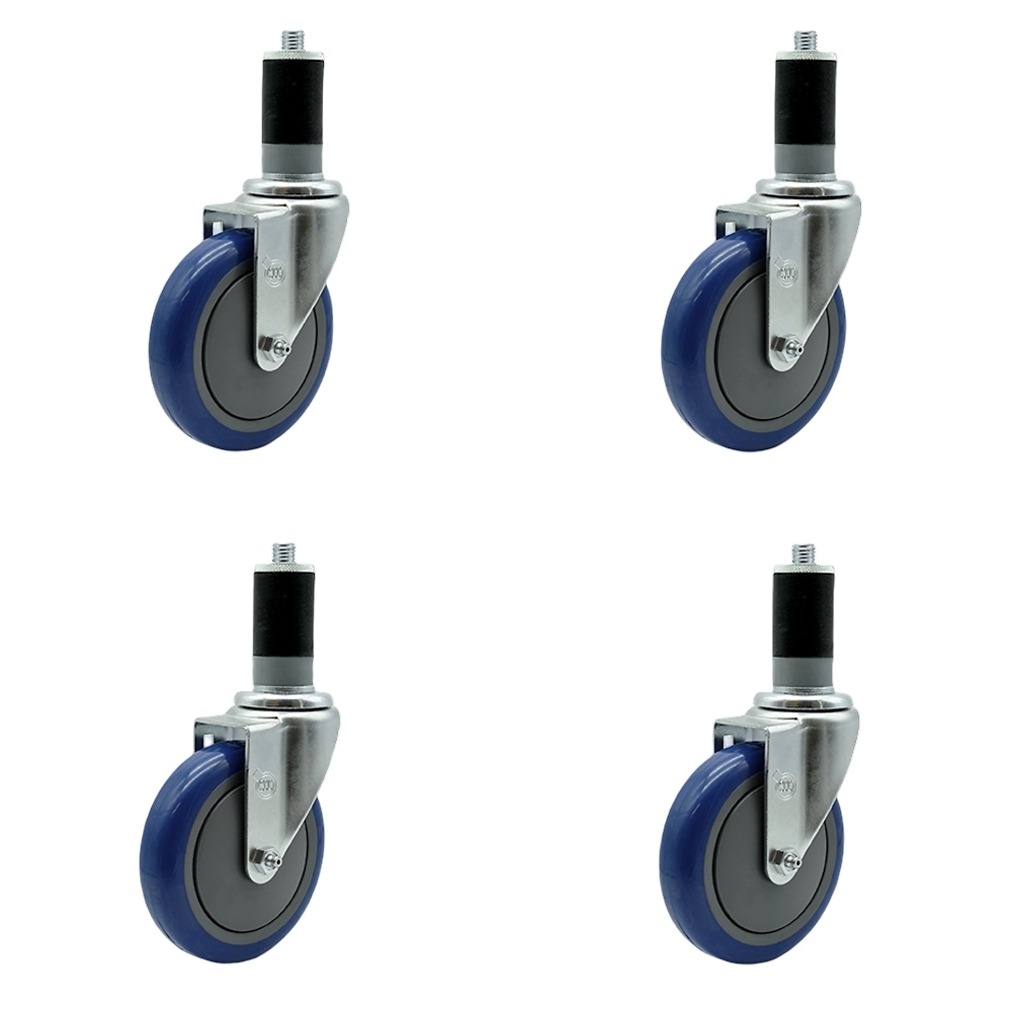 Service Caster, 5Inch x 1 1/4Inch Stem Casters, Wheel Diameter 5 in, Caster Type Rigid, Package (qty.) 4, Model SCC-EX20S514-PPUB-BLUE-MTG46-4