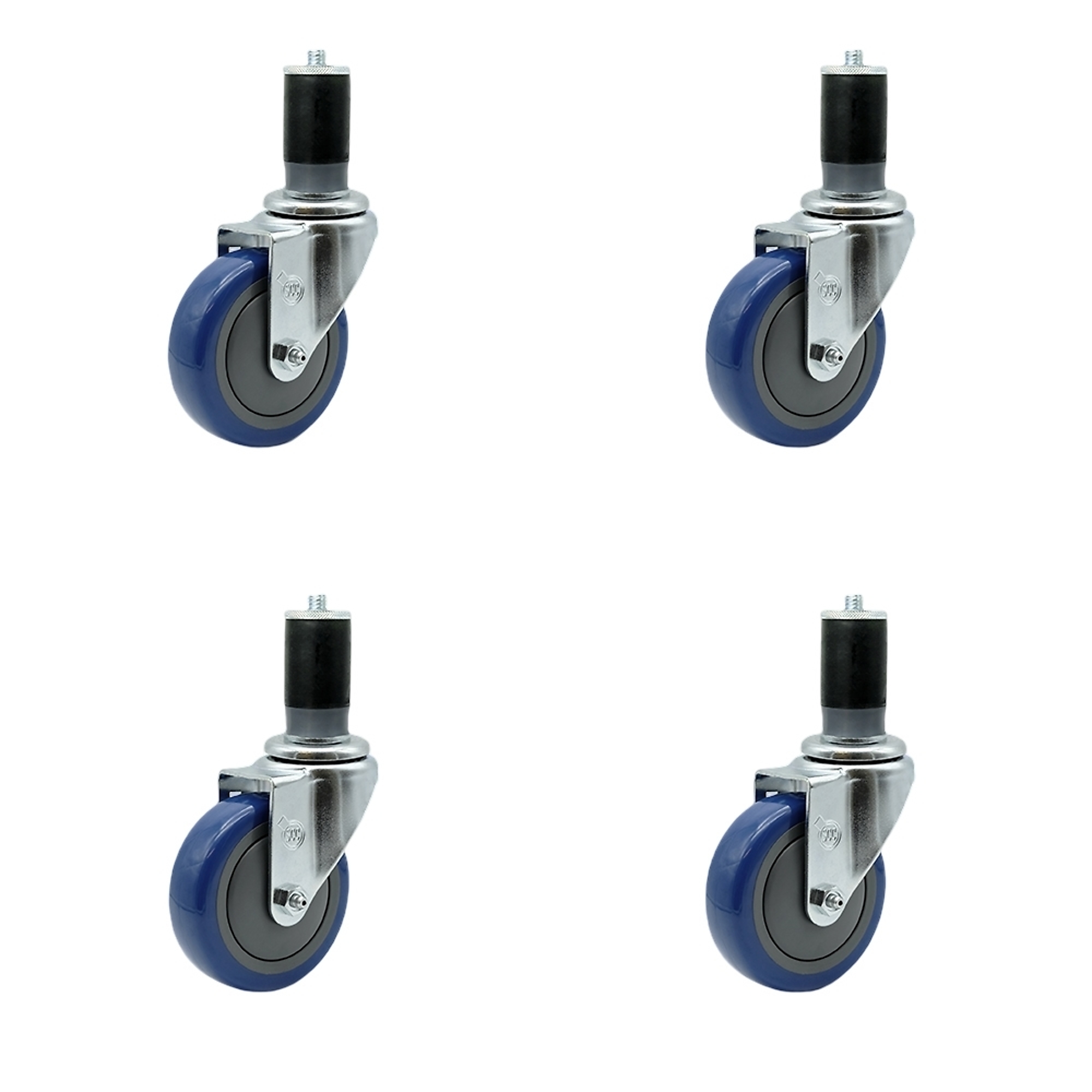 Service Caster, 4Inch x 1 1/4Inch Stem Casters, Wheel Diameter 4 in, Caster Type Rigid, Package (qty.) 4, Model SCC-EX20S414-PPUB-BLUE-MTG47-4