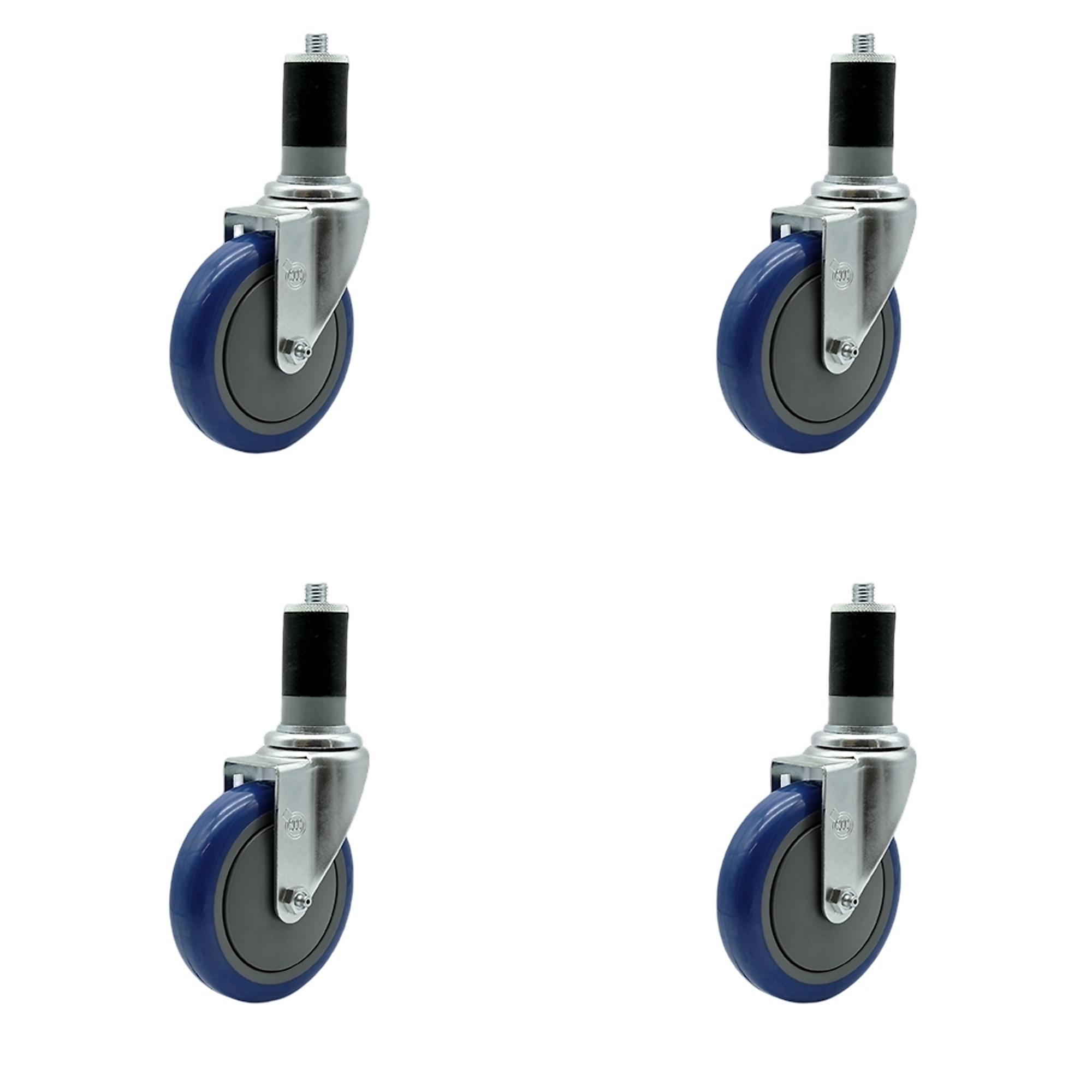 Service Caster, 5Inch x 1 1/4Inch Stem Casters, Wheel Diameter 5 in, Caster Type Rigid, Package (qty.) 4, Model SCC-EX20S514-PPUB-BLUE-MTG47-4