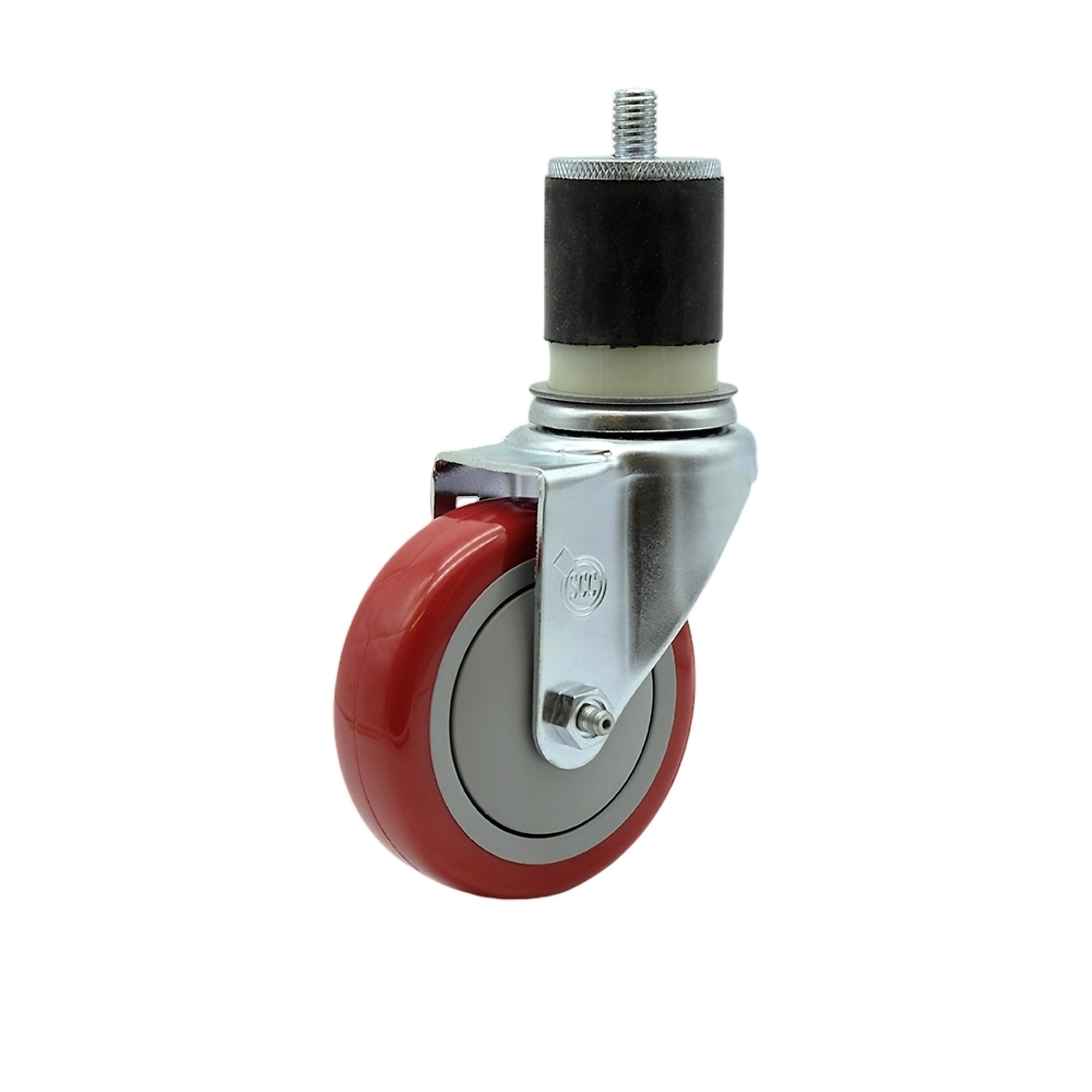 Service Caster, 4Inch x 1 1/4Inch Stem Caster, Wheel Diameter 4 in, Caster Type Swivel, Package (qty.) 1, Model SCC-EX20S414-PPUB-RED-MTG21