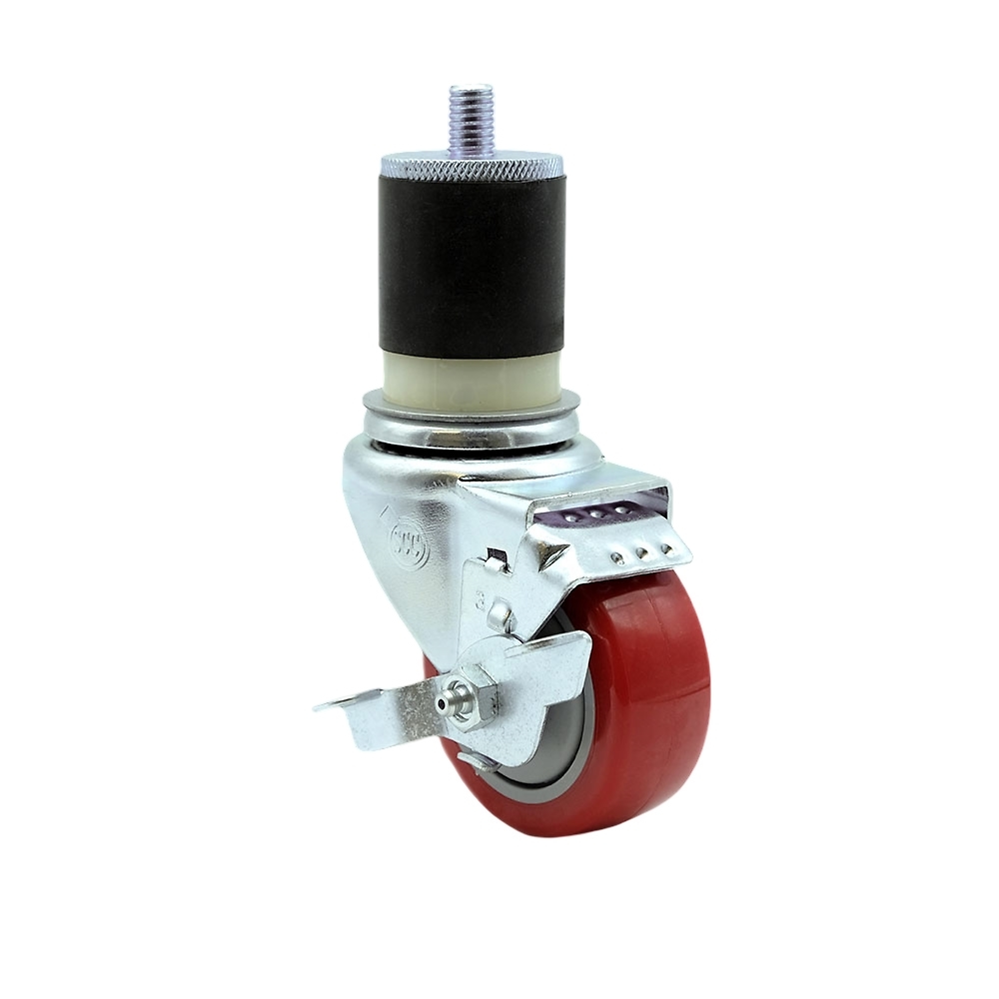 Service Caster, 3Inch x 1 1/4Inch Stem Caster, Wheel Diameter 3 in, Caster Type Swivel, Package (qty.) 1, Model SCC-EX20S314-PPUB-RED-TLB-MTG21