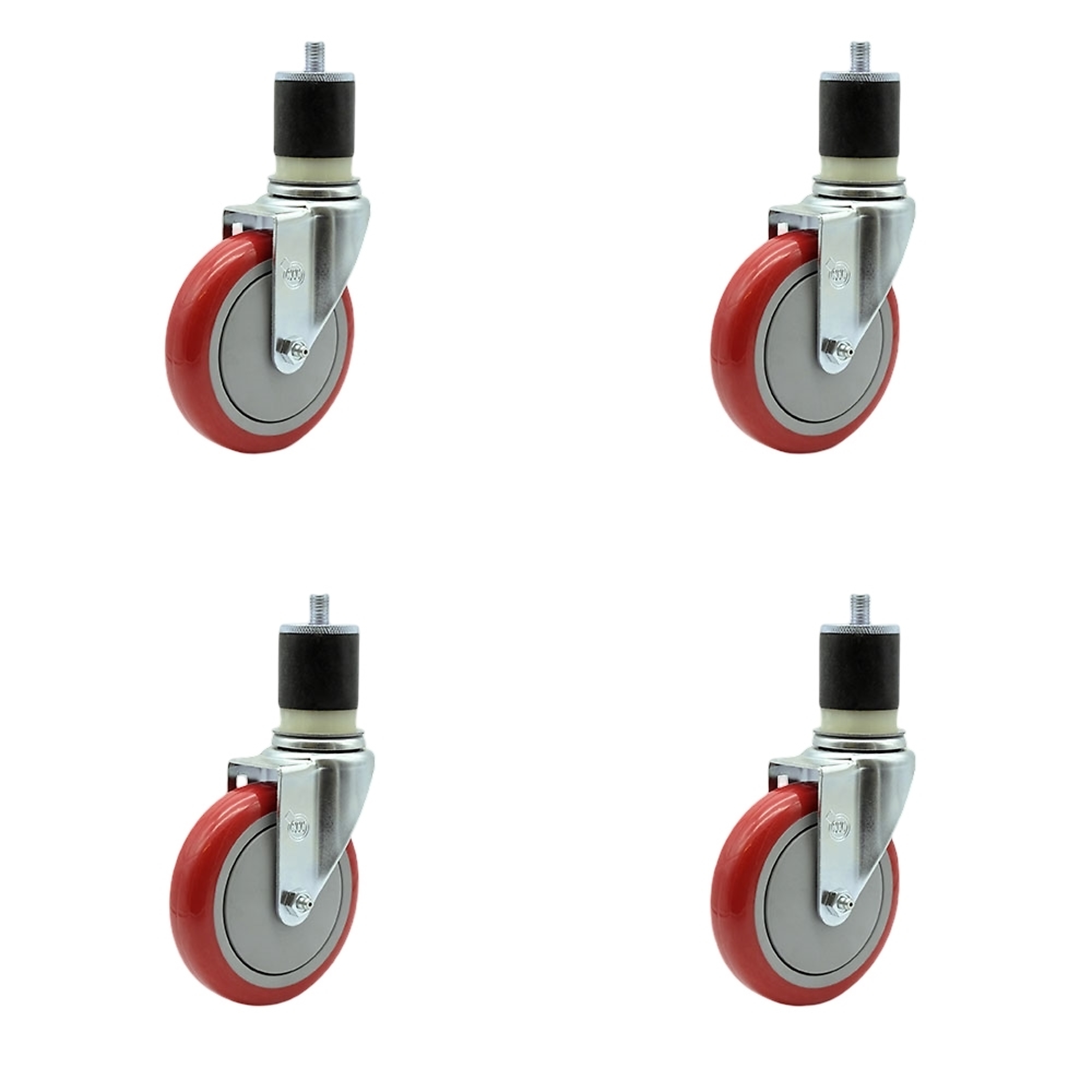 Service Caster, 5Inch x 1 1/4Inch Stem Casters, Wheel Diameter 5 in, Caster Type Rigid, Package (qty.) 4, Model SCC-EX20S514-PPUB-RED-MTG21-4