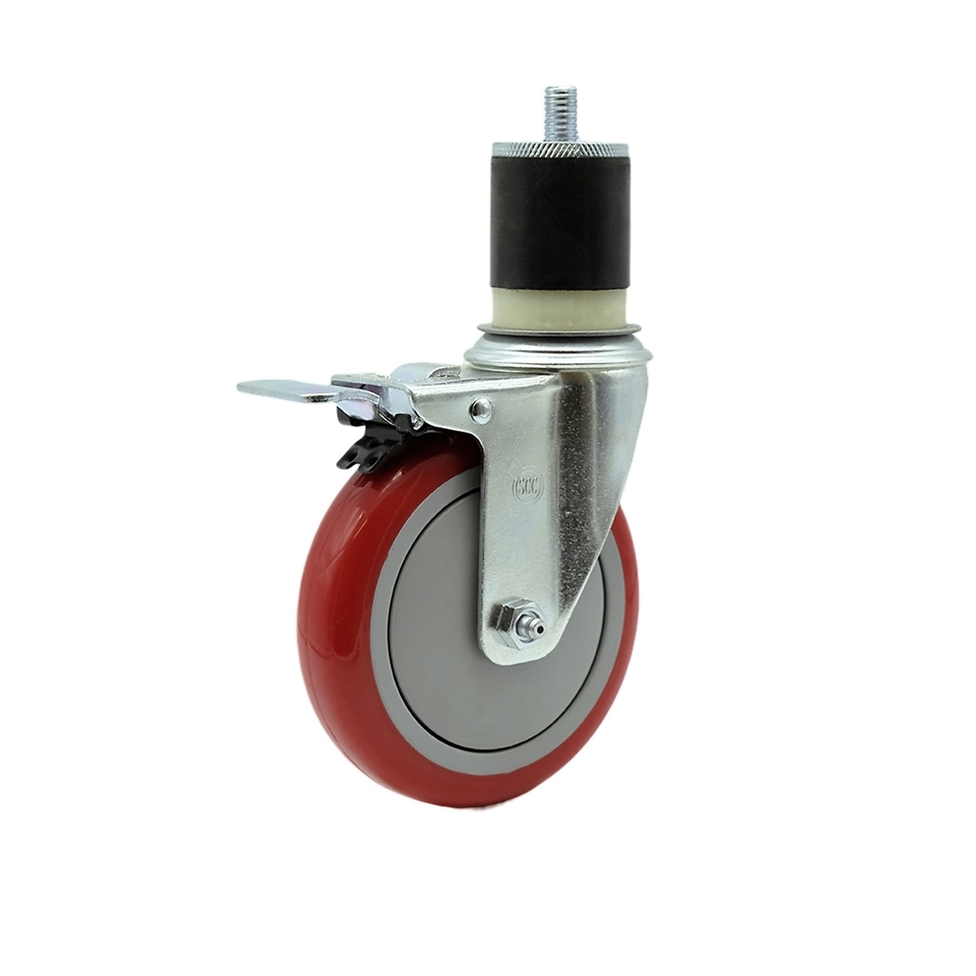 Service Caster, 5Inch x 1 1/4Inch Stem Casters, Wheel Diameter 5 in, Caster Type Swivel, Package (qty.) 1, Model SCC-TTLEX20S514-PPUB-RED-MTG21