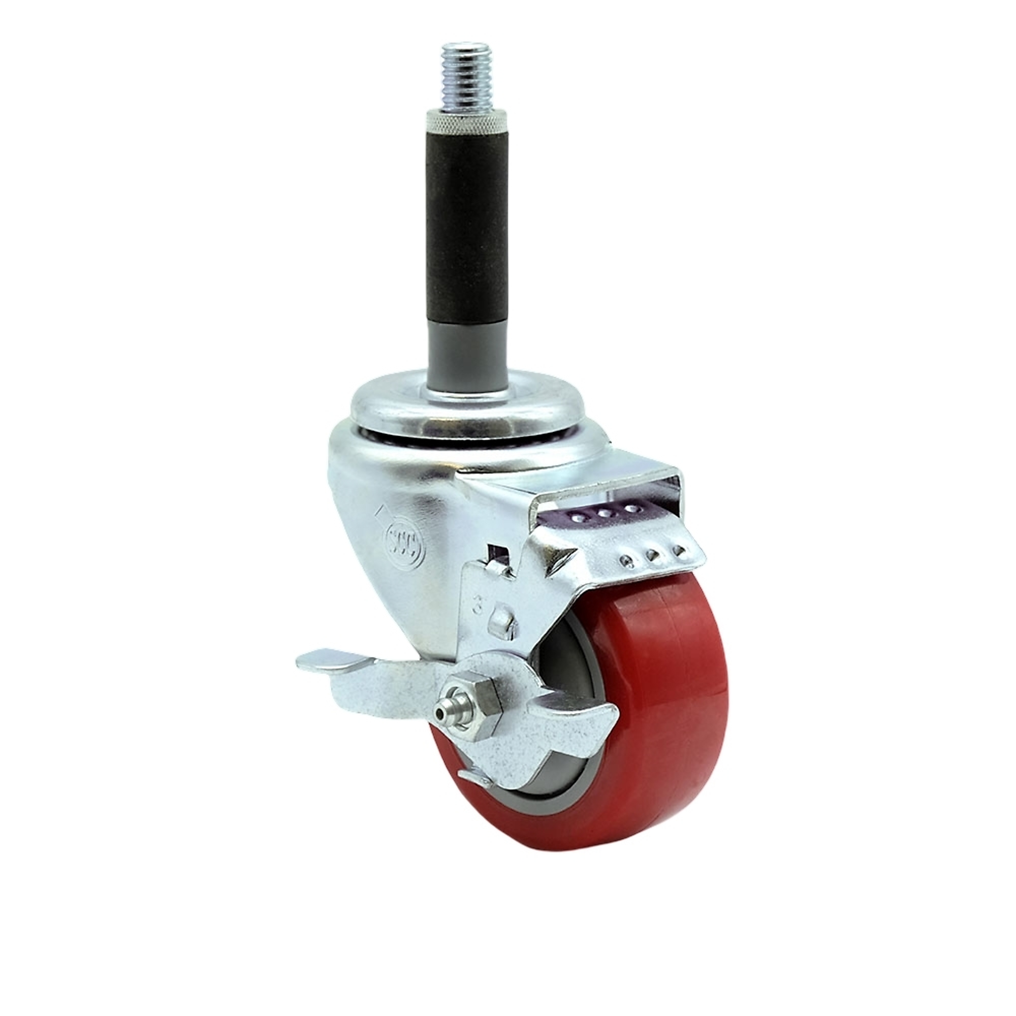 Service Caster, 3Inch x 1 1/4Inch Stem Caster, Wheel Diameter 3 in, Caster Type Swivel, Package (qty.) 1, Model SCC-EX20S314-PPUB-RED-TLB-MTG40