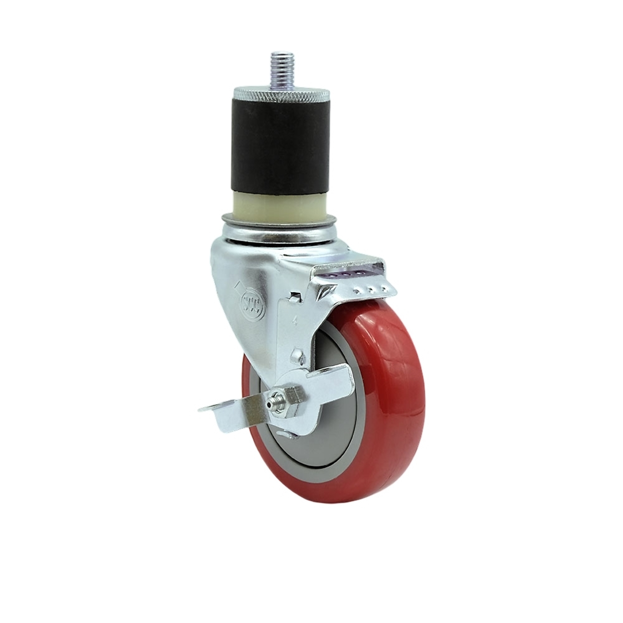 Service Caster, 4Inch x 1 1/4Inch Stem Caster, Wheel Diameter 4 in, Caster Type Swivel, Package (qty.) 1, Model SCC-EX20S414-PPUB-RED-TLB-MTG21