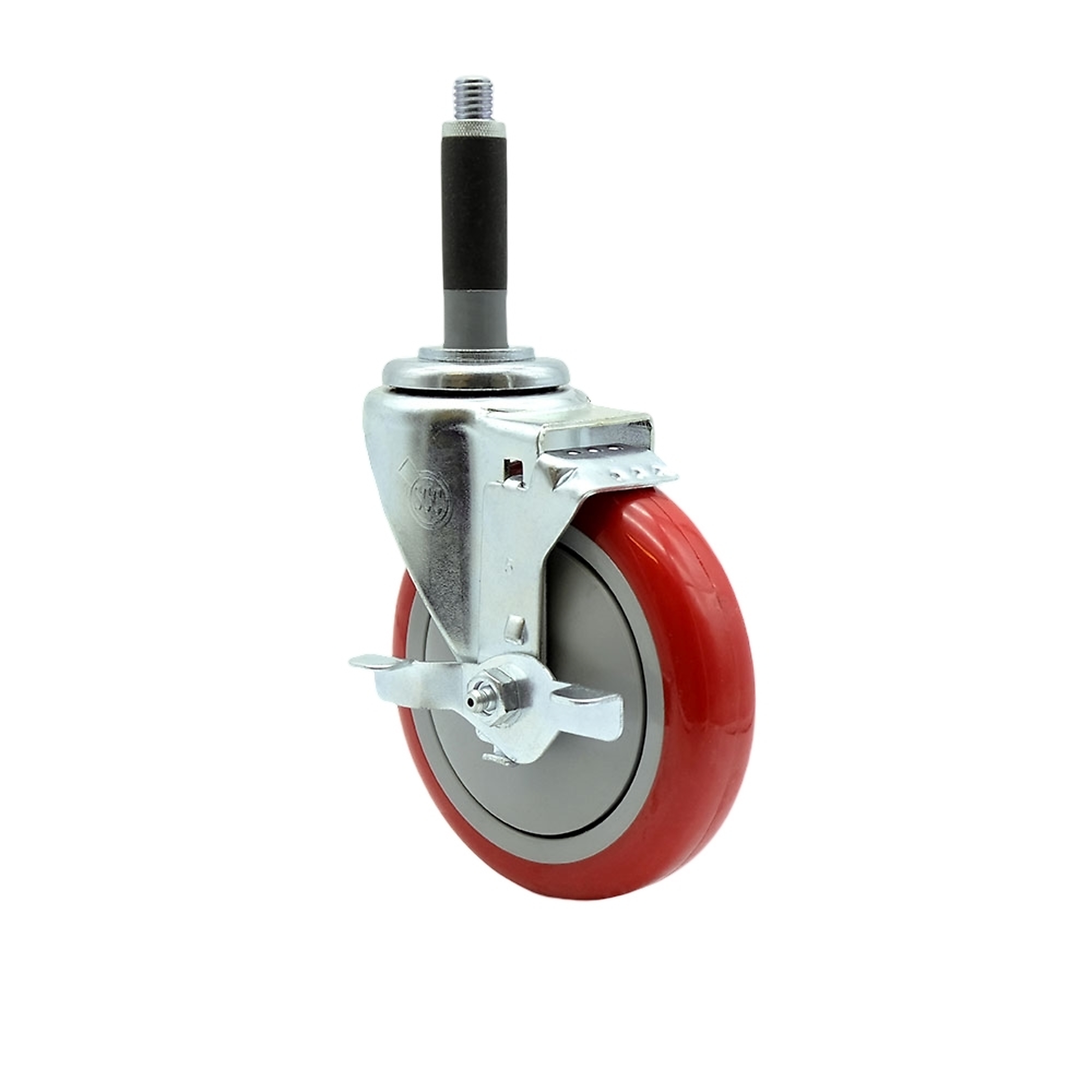 Service Caster, 5Inch x 1 1/4Inch Stem Caster, Wheel Diameter 5 in, Caster Type Swivel, Package (qty.) 1, Model SCC-EX20S514-PPUB-RED-TLB-MTG40