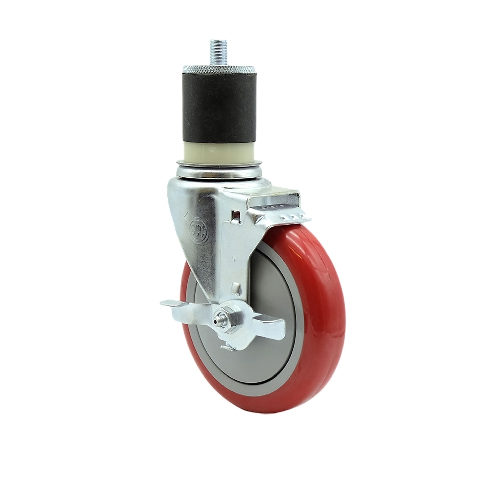 Service Caster, 5Inch x 1 1/4Inch Stem Caster, Wheel Diameter 5 in, Caster Type Swivel, Package (qty.) 1, Model SCC-EX20S514-PPUB-RED-TLB-MTG21