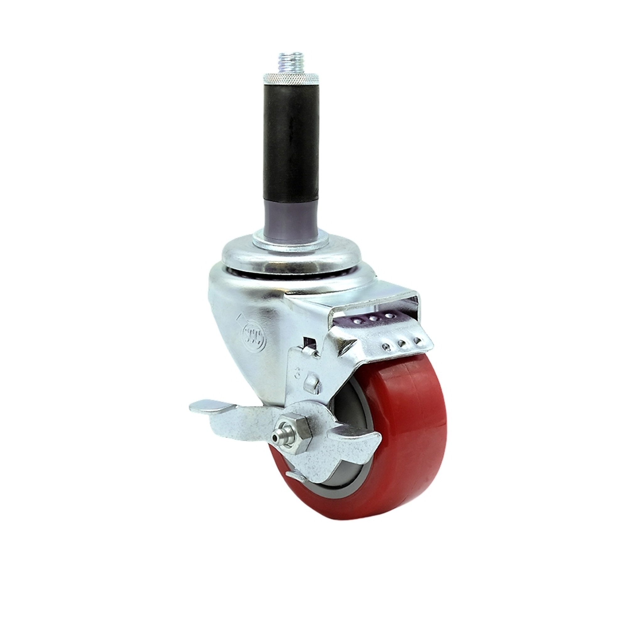 Service Caster, 3Inch x 1 1/4Inch Stem Caster, Wheel Diameter 3 in, Caster Type Swivel, Package (qty.) 1, Model SCC-EX20S314-PPUB-RED-TLB-MTG41