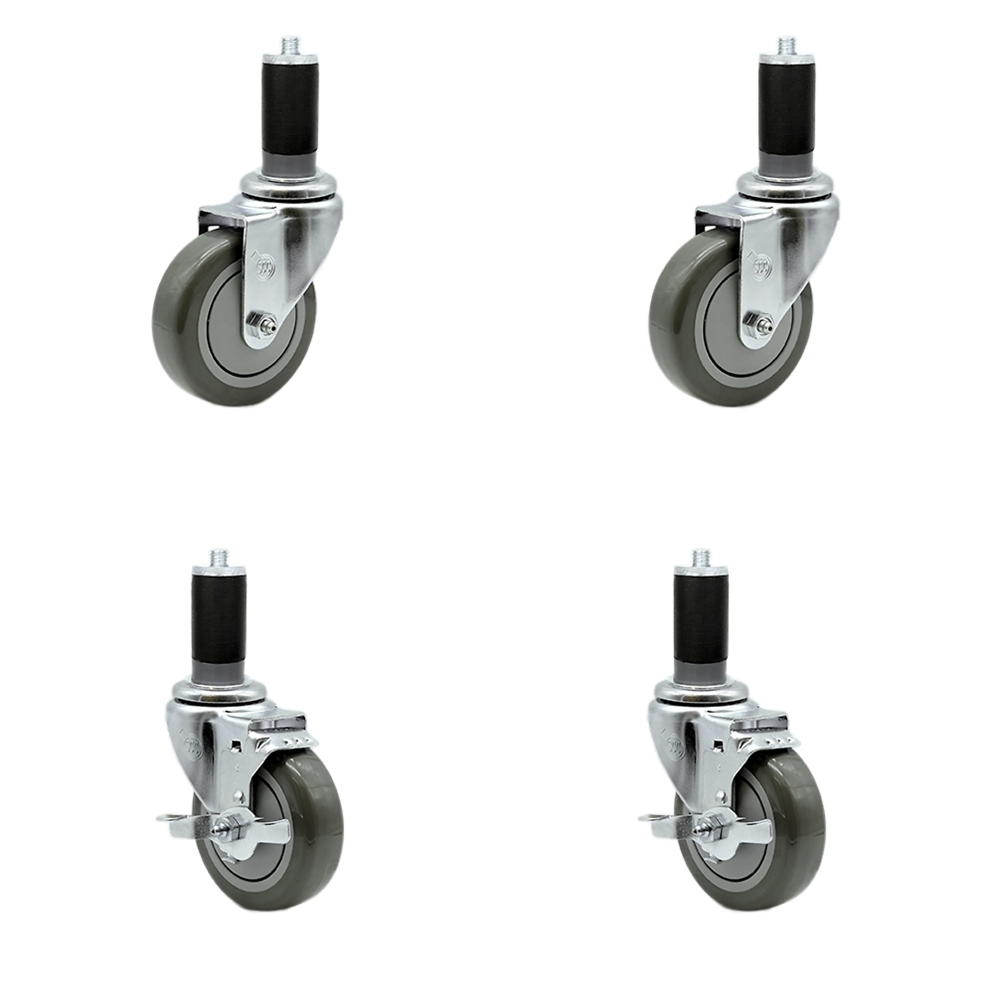 Service Caster, 4Inch x 1 1/4Inch Stem Casters, Wheel Diameter 4 in, Caster Type Swivel, Package (qty.) 4, Model SCC-EX20S414-PPUB-2-TLB-2-MTG46