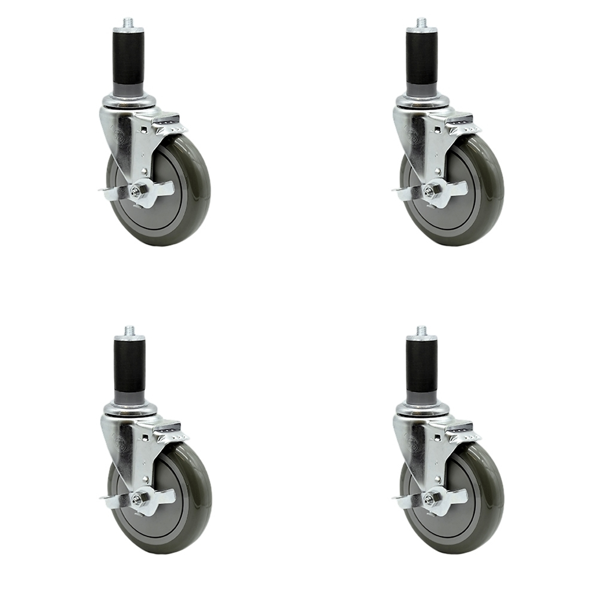 Service Caster, 5Inch x 1 1/4Inch Stem Casters, Wheel Diameter 5 in, Caster Type Rigid, Package (qty.) 4, Model SCC-EX20S514-PPUB-TLB-MTG46-4