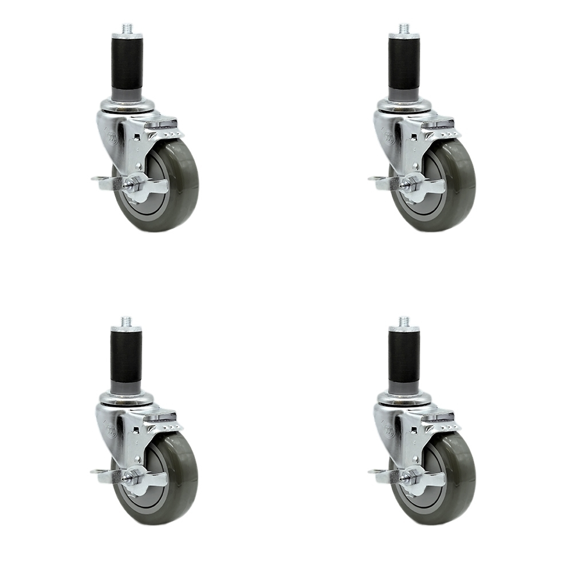 Service Caster, 4Inch x 1 1/4Inch Stem Casters, Wheel Diameter 4 in, Caster Type Rigid, Package (qty.) 4, Model SCC-EX20S414-PPUB-TLB-MTG46-4