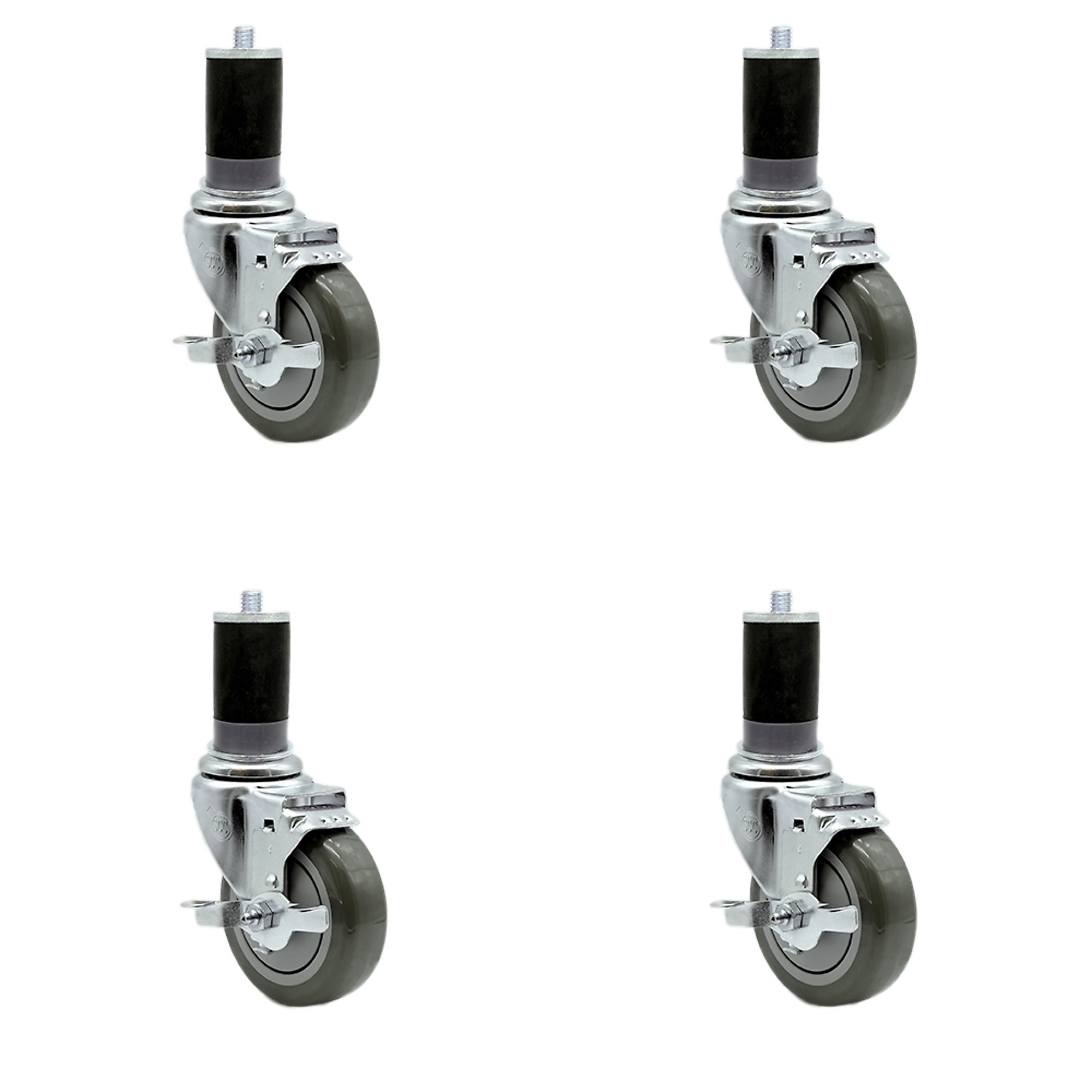 Service Caster, 4Inch x 1 1/4Inch Stem Casters, Wheel Diameter 4 in, Caster Type Rigid, Package (qty.) 4, Model SCC-EX20S414-PPUB-TLB-MTG47-4