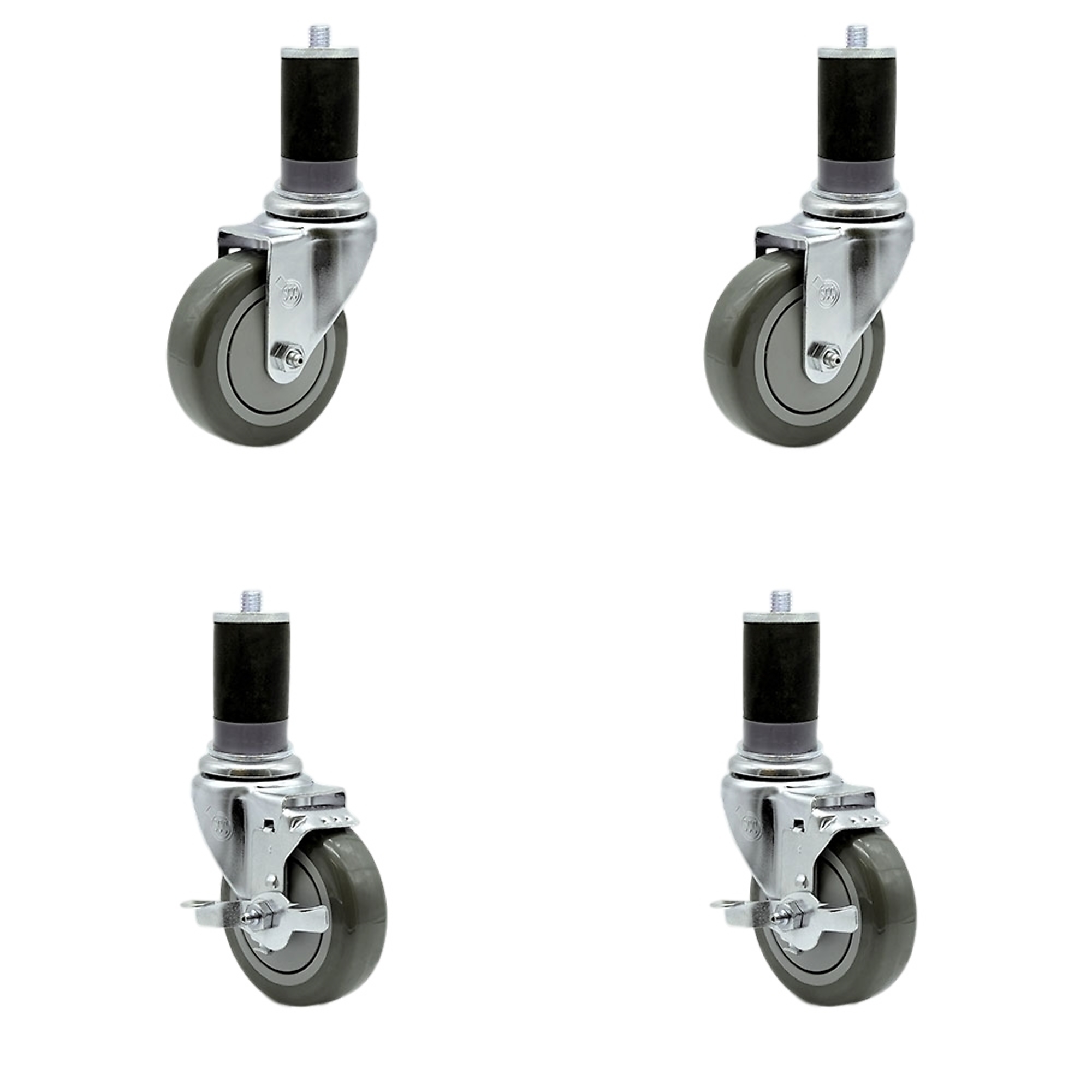 Service Caster, 4Inch x 1 1/4Inch Stem Casters, Wheel Diameter 4 in, Caster Type Swivel, Package (qty.) 4, Model SCC-EX20S414-PPUB-2-TLB-2-MTG47