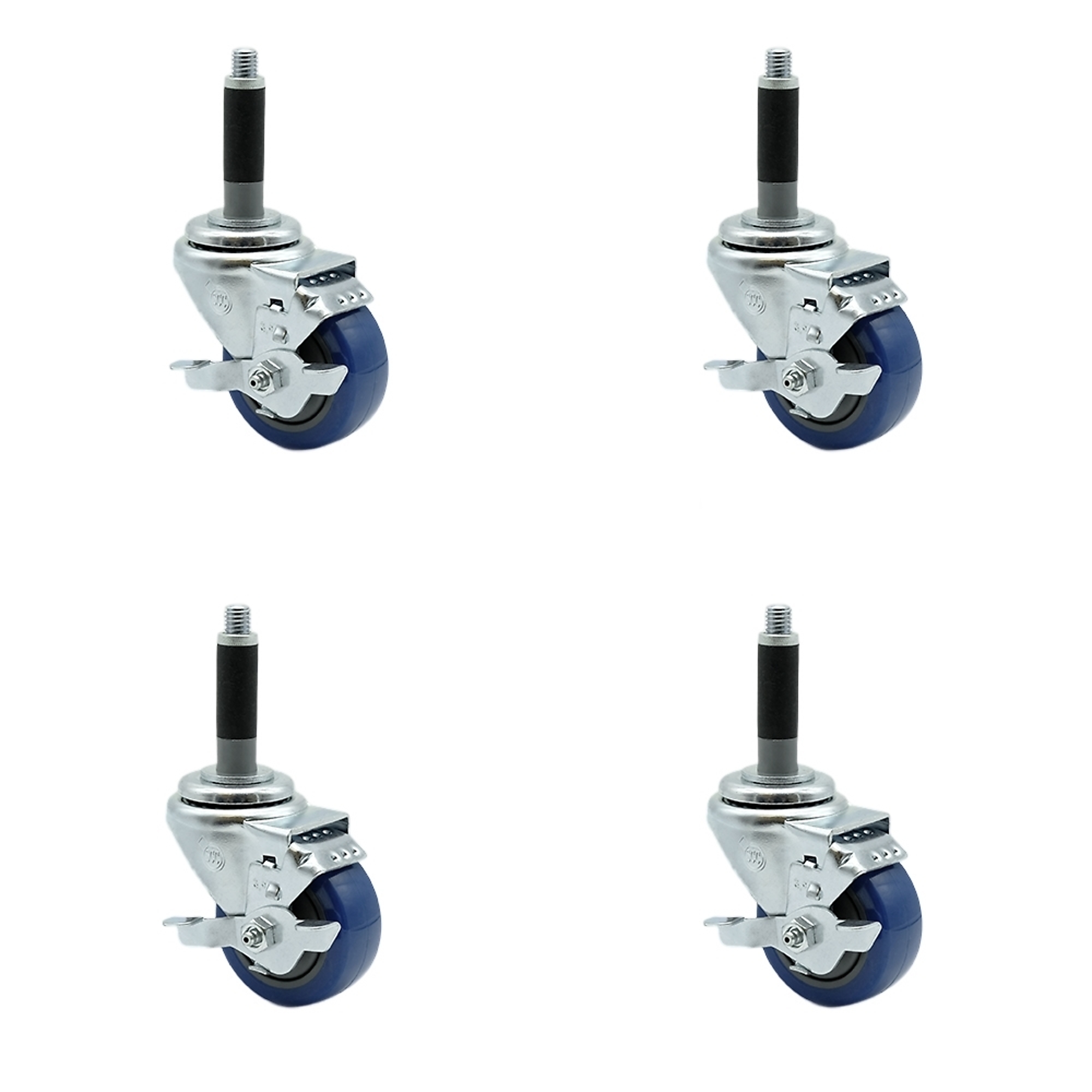 Service Caster, 3 1/2Inch x 1 1/4Inch Stem Casters, Wheel Diameter 3.5 in, Caster Type Rigid, Package (qty.) 4, Model SCC-EX20S3514-PPUB-BLUE-TLB-