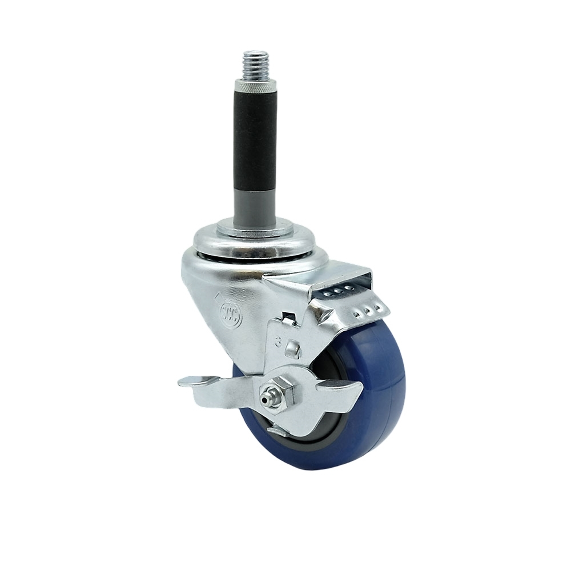 Service Caster, 3Inch x 1 1/4Inch Stem Caster, Wheel Diameter 3 in, Caster Type Swivel, Package (qty.) 1, Model SCC-EX20S314-PPUB-BLUE-TLB-MTG40