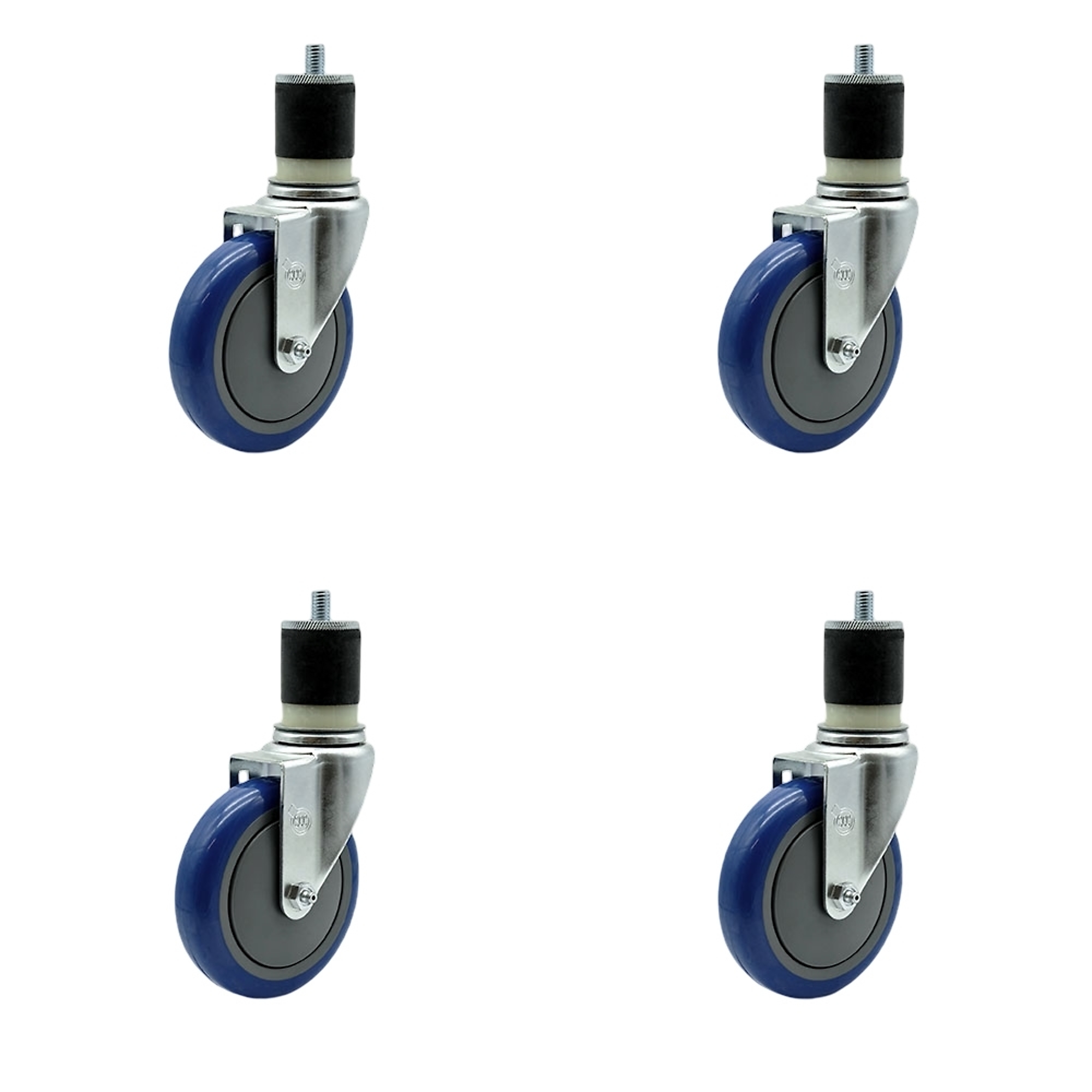 Service Caster, 5Inch x 1 1/4Inch Stem Casters, Wheel Diameter 5 in, Caster Type Rigid, Package (qty.) 4, Model SCC-EX20S514-PPUB-BLUE-MTG21-4