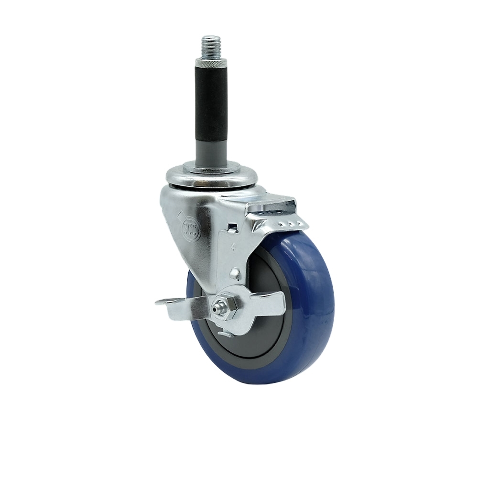 Service Caster, 4Inch x 1 1/4Inch Stem Caster, Wheel Diameter 4 in, Caster Type Swivel, Package (qty.) 1, Model SCC-EX20S414-PPUB-BLUE-TLB-MTG40