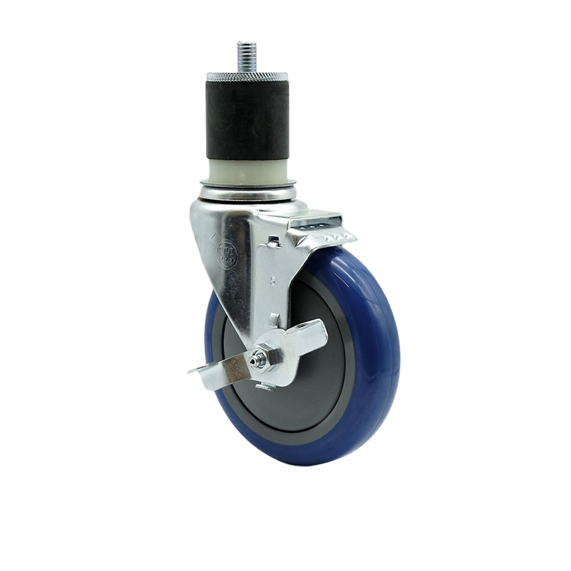 Service Caster, 5Inch x 1 1/4Inch Stem Caster, Wheel Diameter 5 in, Caster Type Swivel, Package (qty.) 1, Model SCC-EX20S514-PPUB-BLUE-TLB-MTG21