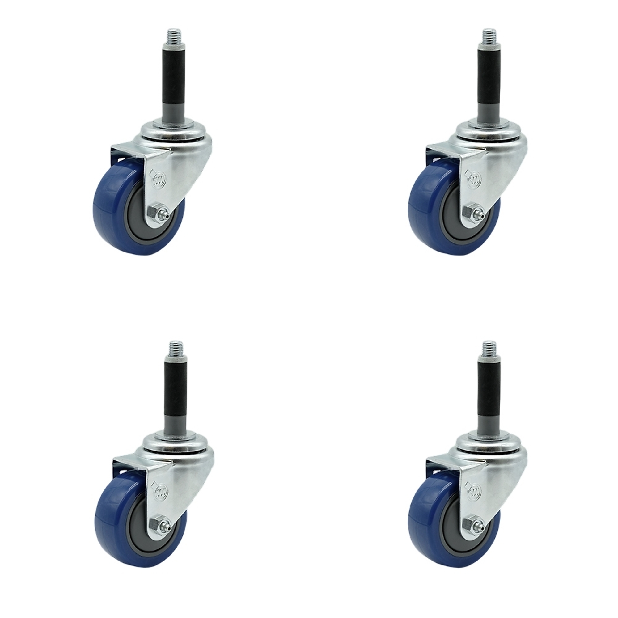 Service Caster, 3 1/2Inch x 1 1/4Inch Stem Casters, Wheel Diameter 3.5 in, Caster Type Rigid, Package (qty.) 4, Model SCC-EX20S3514-PPUB-BLUE-MTG40-4