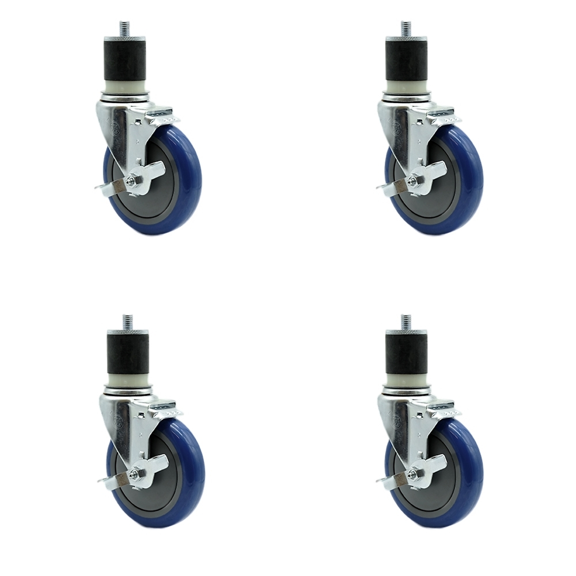 Service Caster, 5Inch x 1 1/4Inch Stem Casters, Wheel Diameter 5 in, Caster Type Rigid, Package (qty.) 4, Model SCC-EX20S514-PPUB-BLUE-TLB-MTG21-4