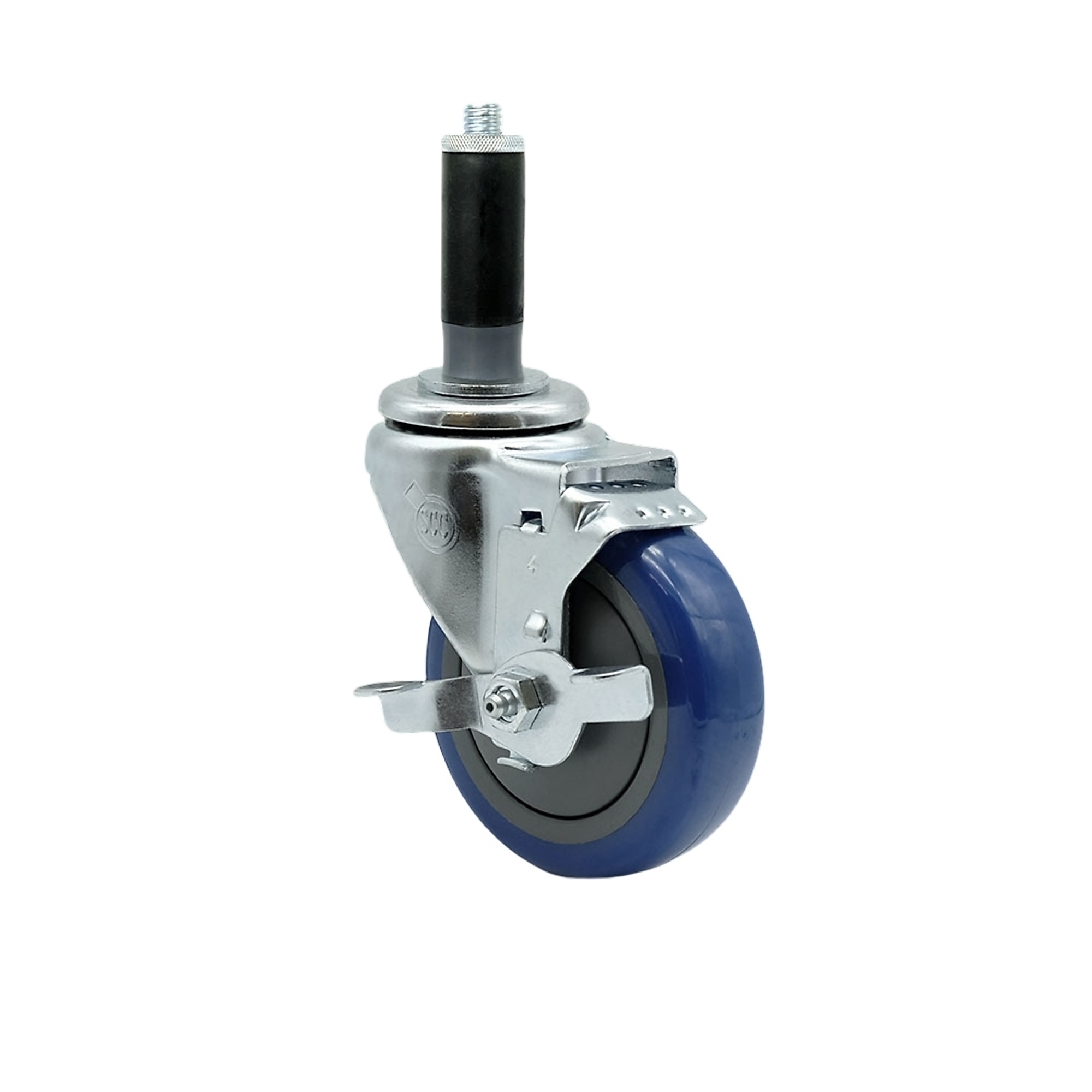 Service Caster, 4Inch x 1 1/4Inch Stem Caster, Wheel Diameter 4 in, Caster Type Swivel, Package (qty.) 1, Model SCC-EX20S414-PPUB-BLUE-TLB-MTG41