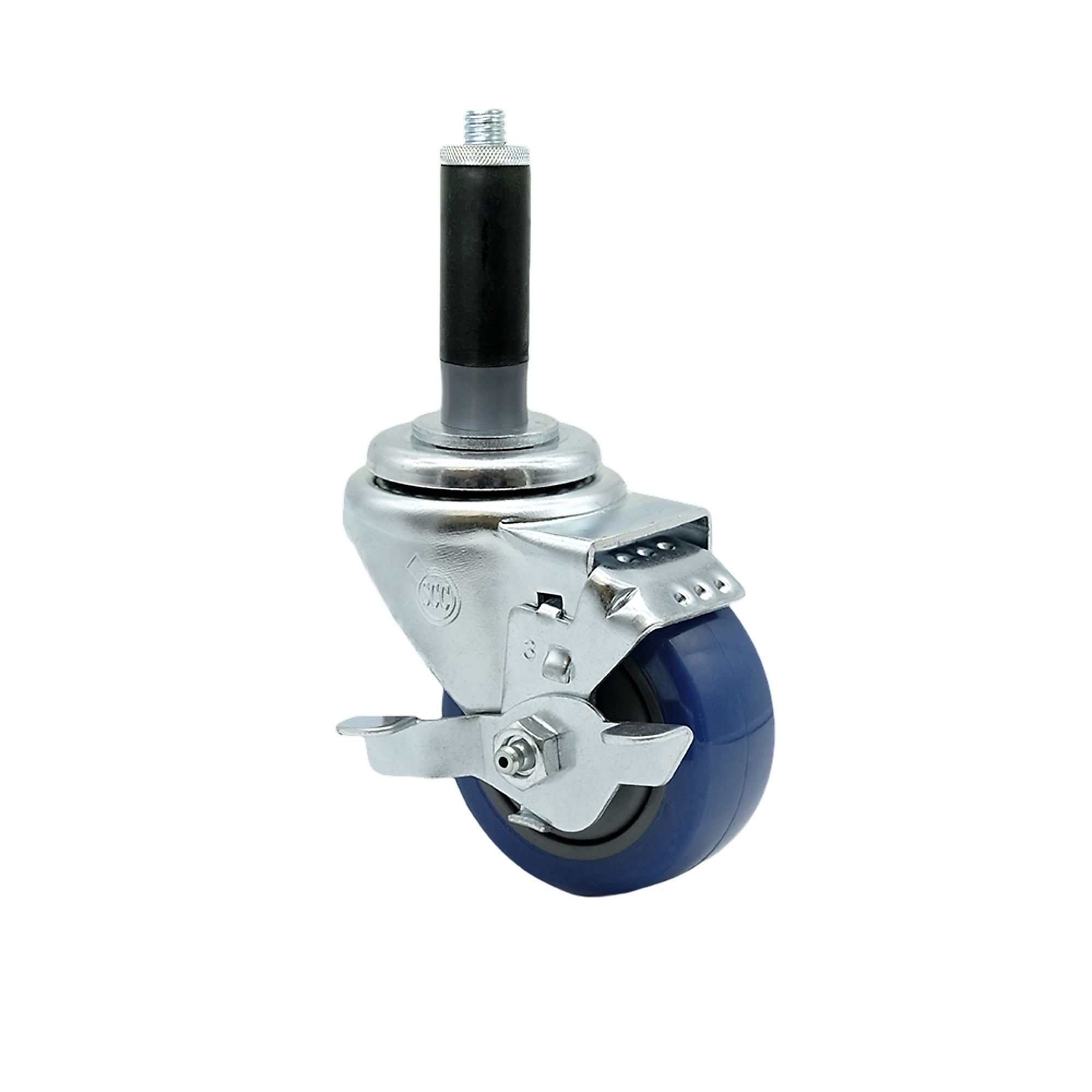 Service Caster, 3Inch x 1 1/4Inch Stem Caster, Wheel Diameter 3 in, Caster Type Swivel, Package (qty.) 1, Model SCC-EX20S314-PPUB-BLUE-TLB-MTG41