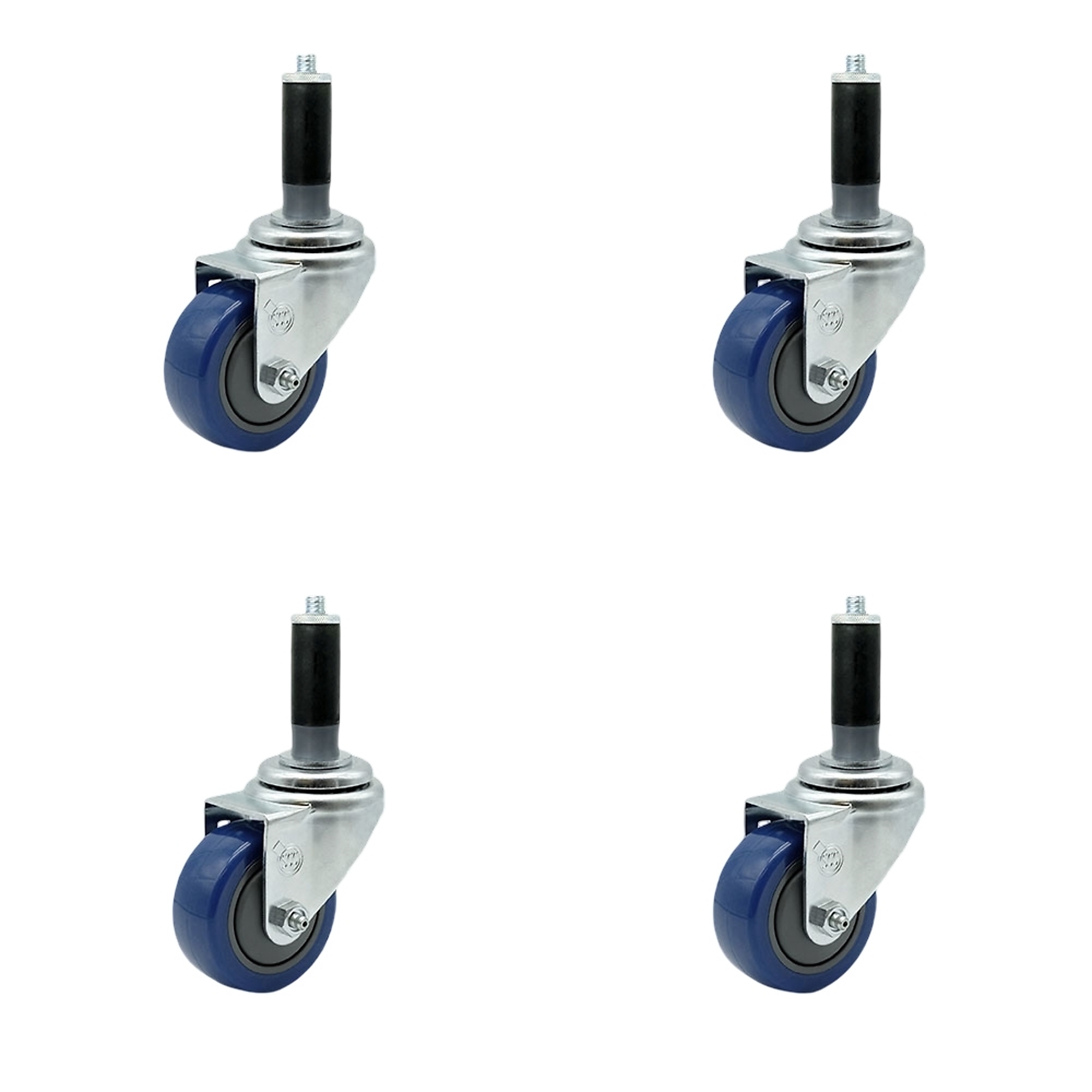 Service Caster, 3 1/2Inch x 1 1/4Inch Stem Casters, Wheel Diameter 3.5 in, Caster Type Rigid, Package (qty.) 4, Model SCC-EX20S3514-PPUB-BLUE-MTG42-4