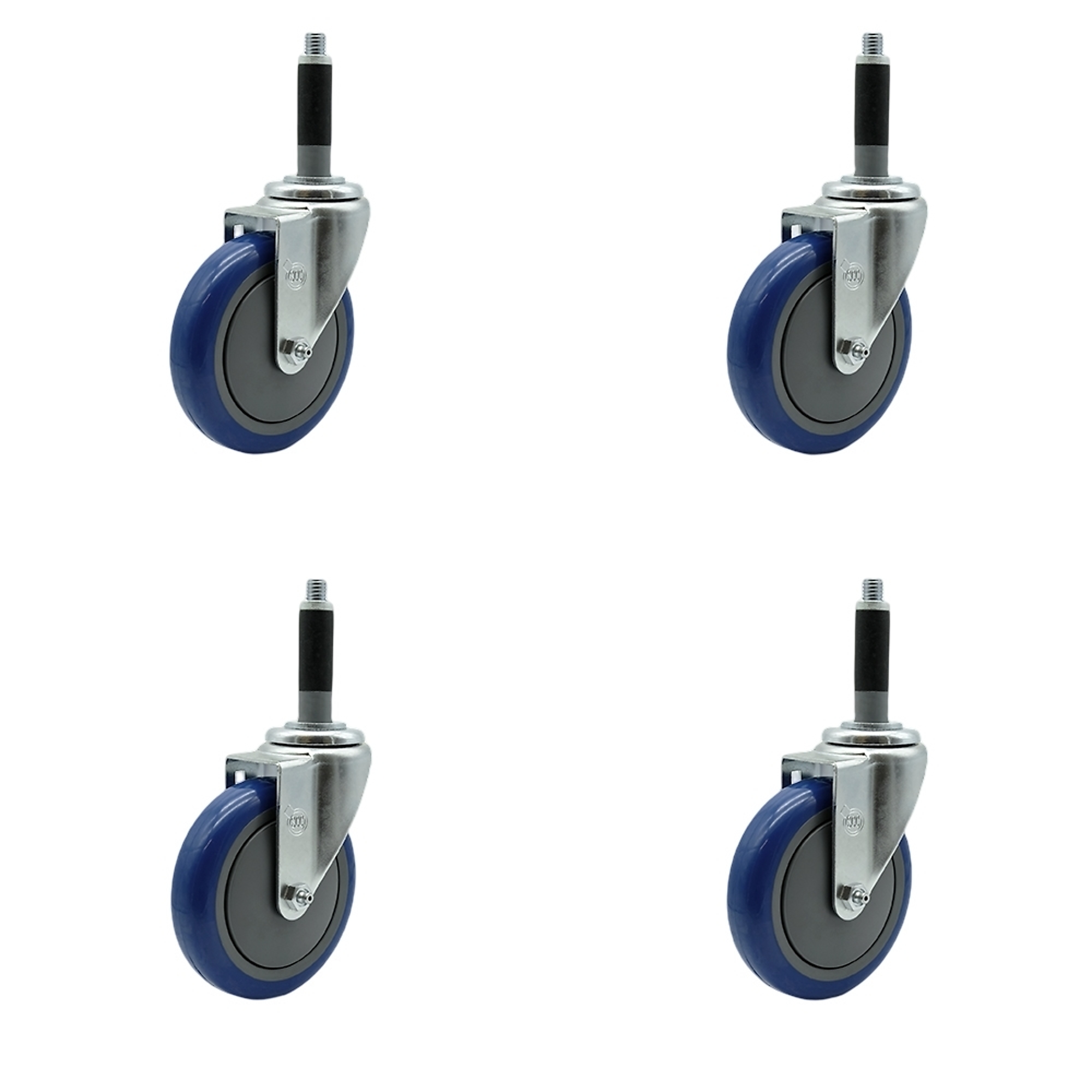 Service Caster, 5Inch x 1 1/4Inch Stem Casters, Wheel Diameter 5 in, Caster Type Rigid, Package (qty.) 4, Model SCC-EX20S514-PPUB-BLUE-MTG40-4