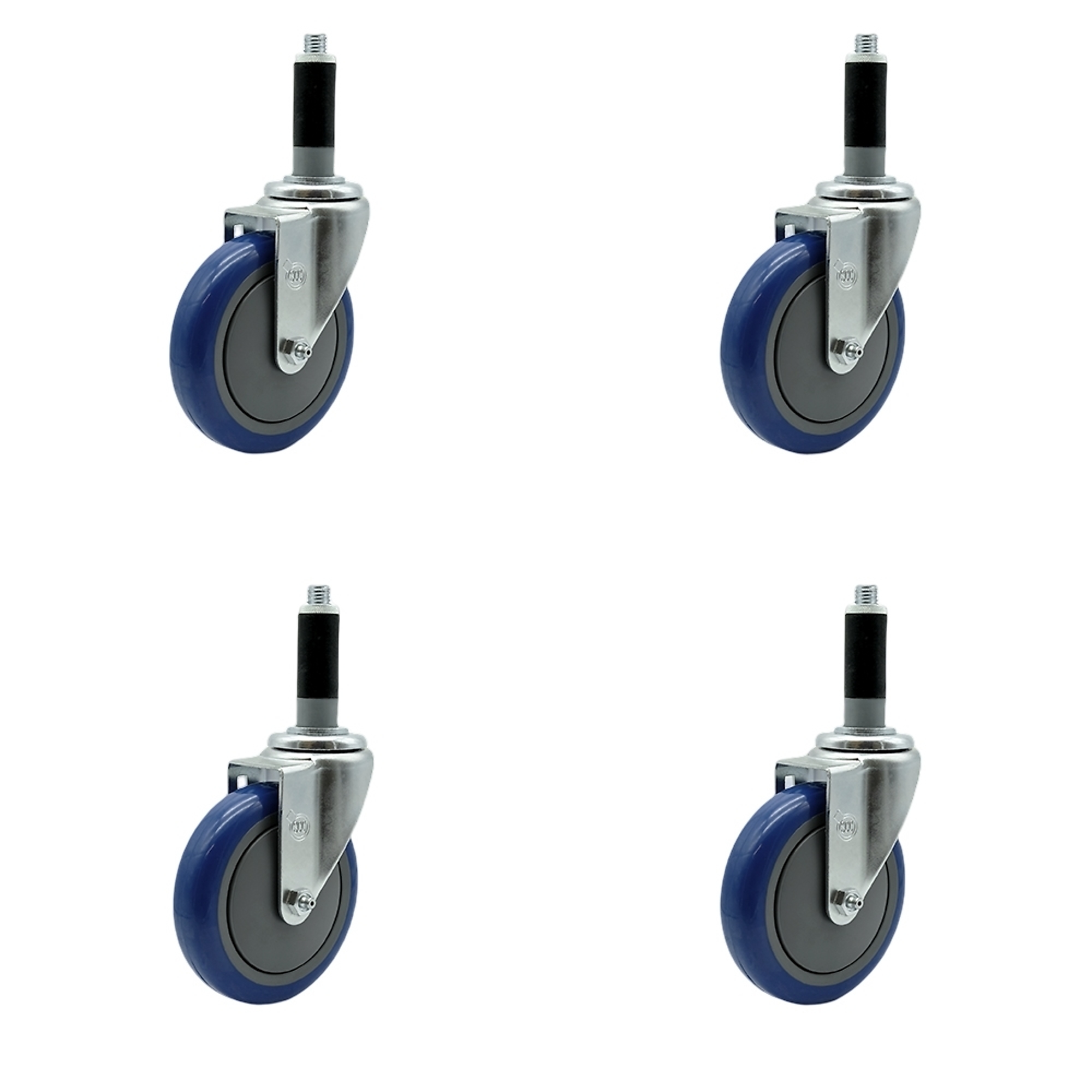 Service Caster, 5Inch x 1 1/4Inch Stem Casters, Wheel Diameter 5 in, Caster Type Rigid, Package (qty.) 4, Model SCC-EX20S514-PPUB-BLUE-MTG41-4